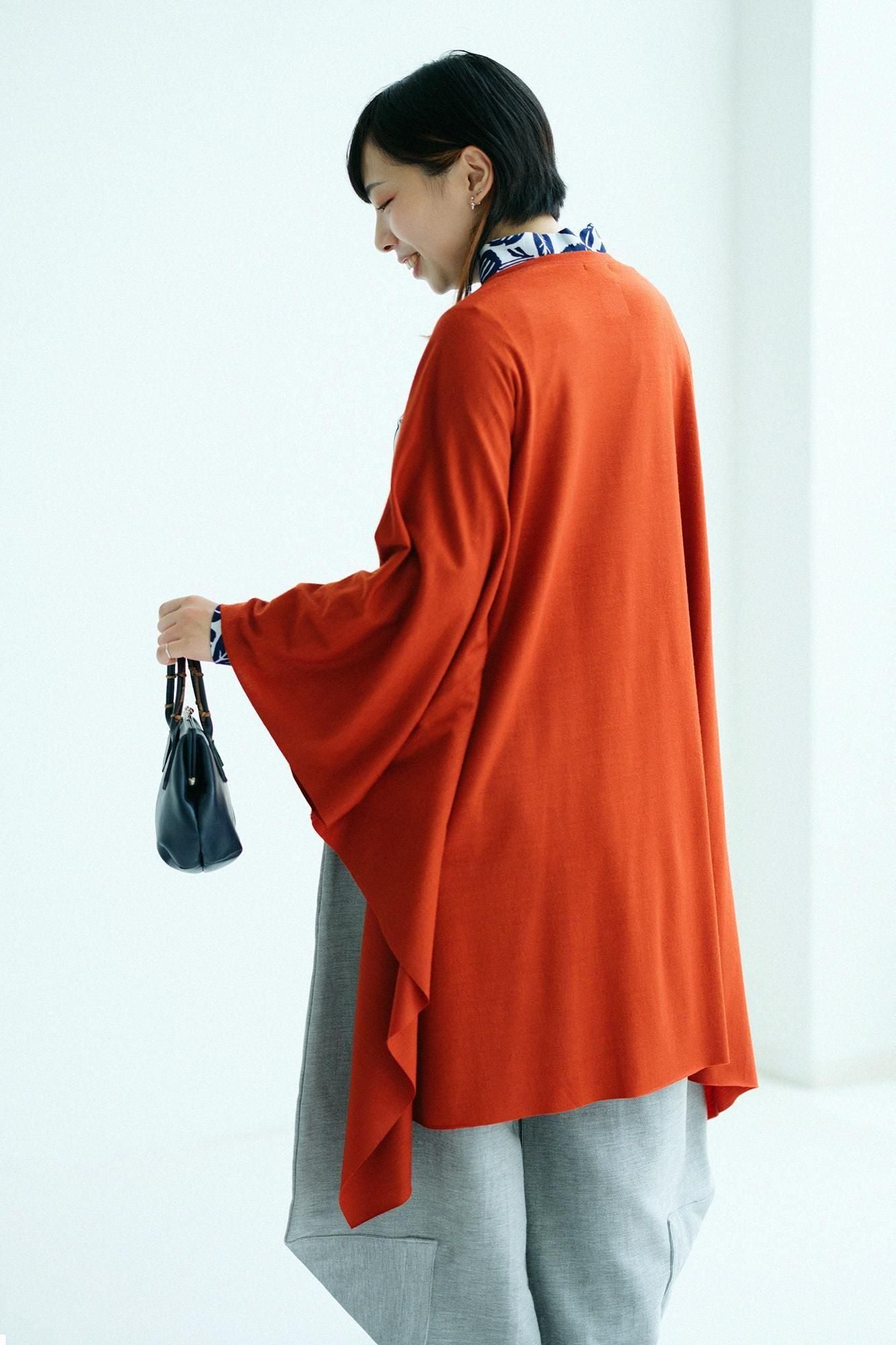 Washable Plain Stitch Wool Squirrel-like Cardigan / Red Birch