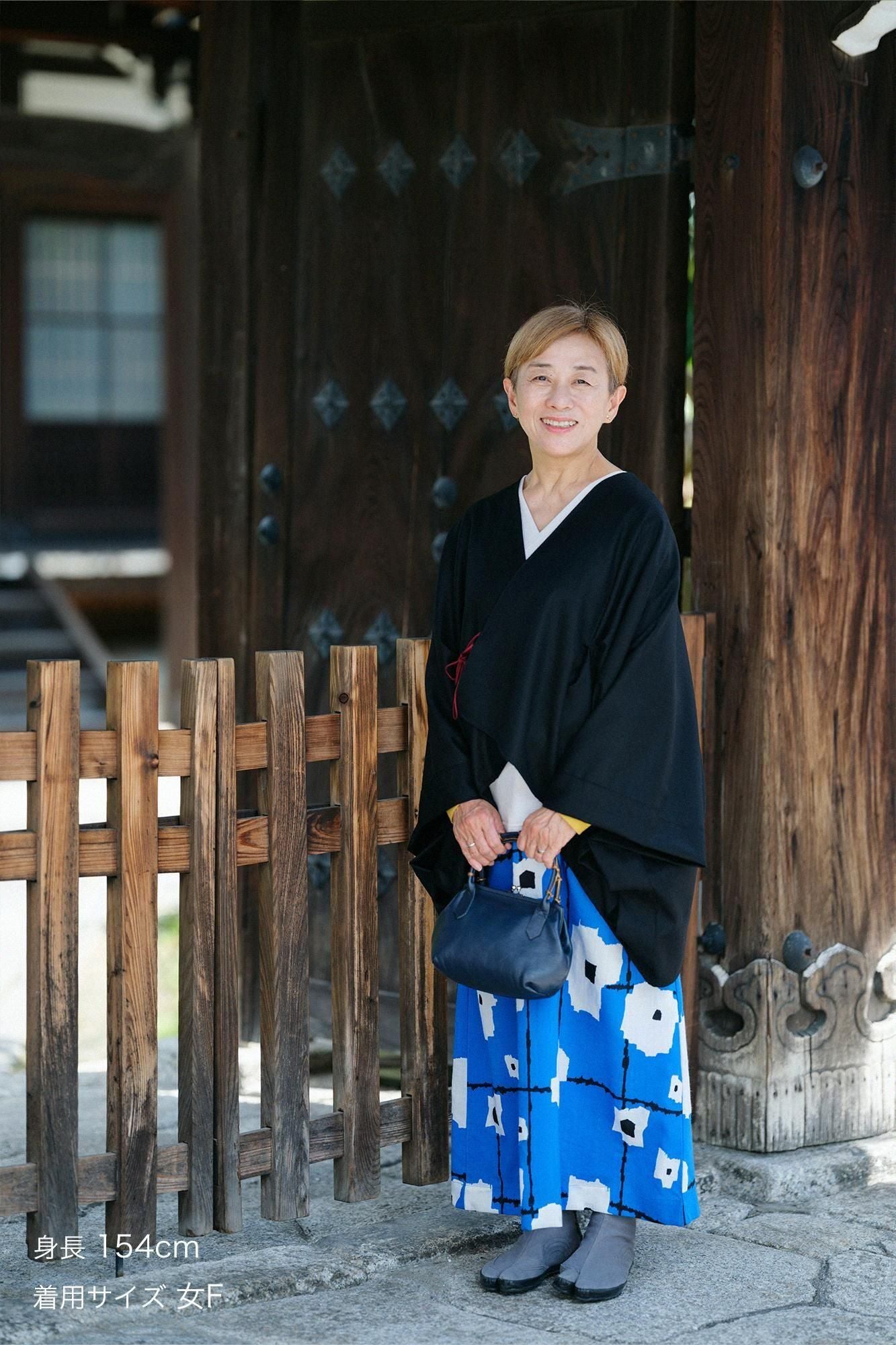 梳毛 人字形斜紋織 如月披風斗篷 短版/黑色