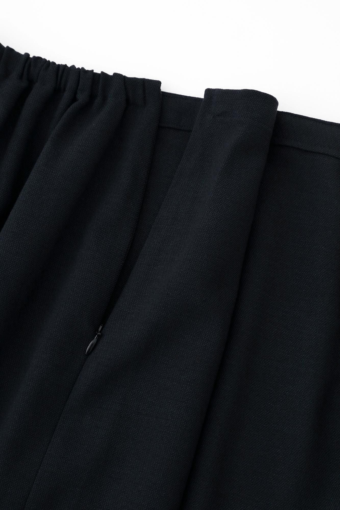 Cotton-rayon Blend Twill Weave Wrap Skirt / Dark Navy