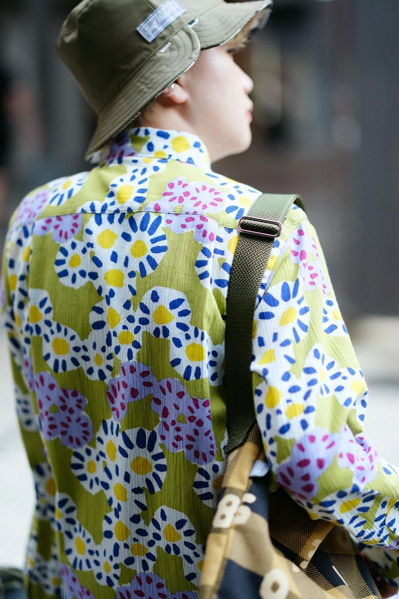 高島縮 20/20 シャツ/菊花開(きくのはなひらく)