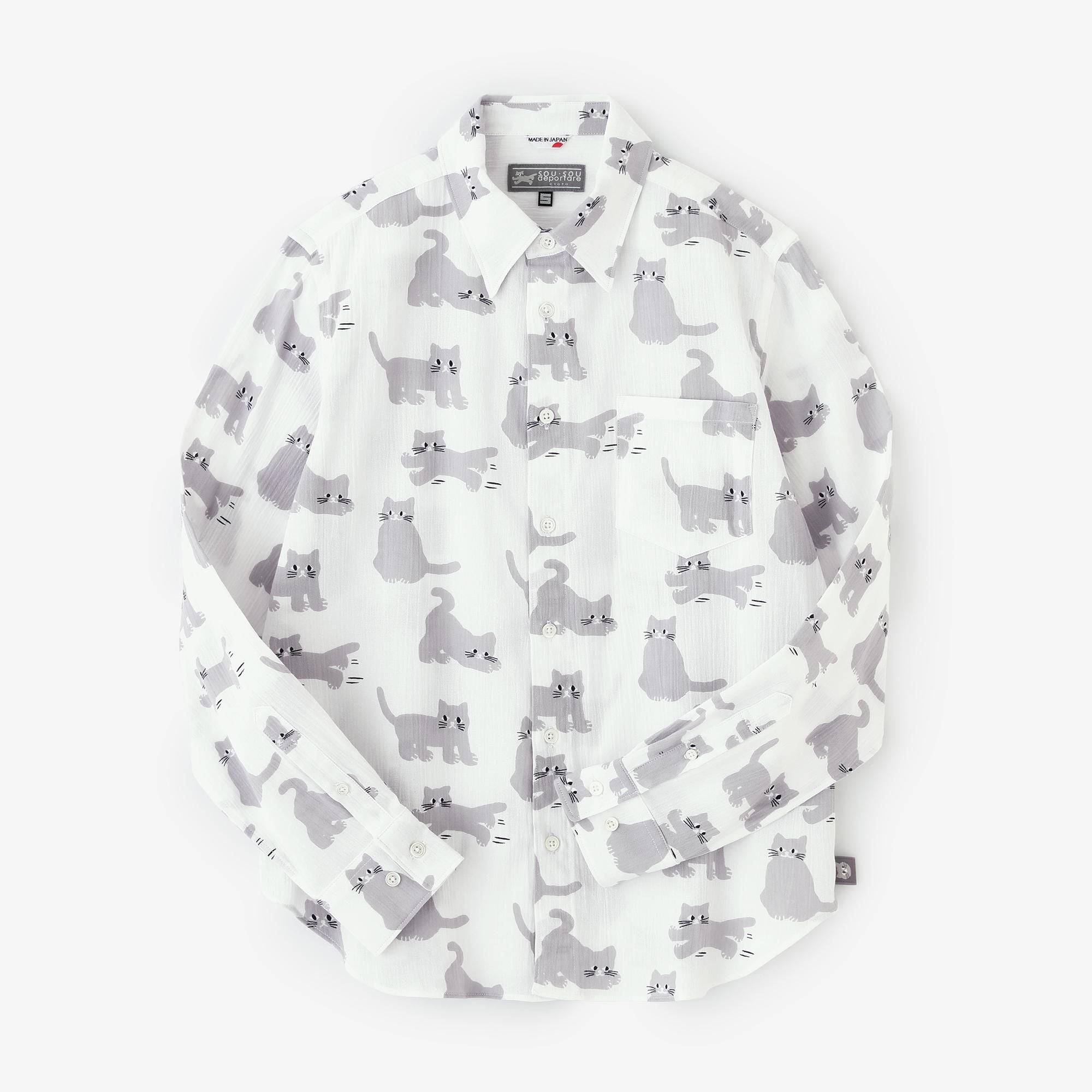 高島縮 20/20 シャツ／ねこ