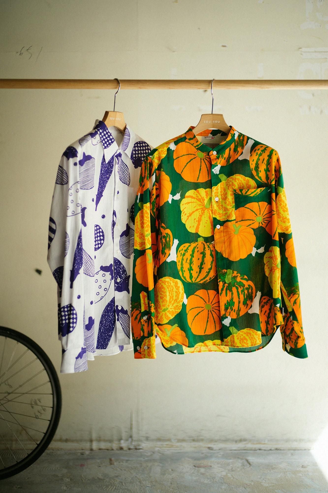 高島縮棉 20/20長袖襯衫/茄子