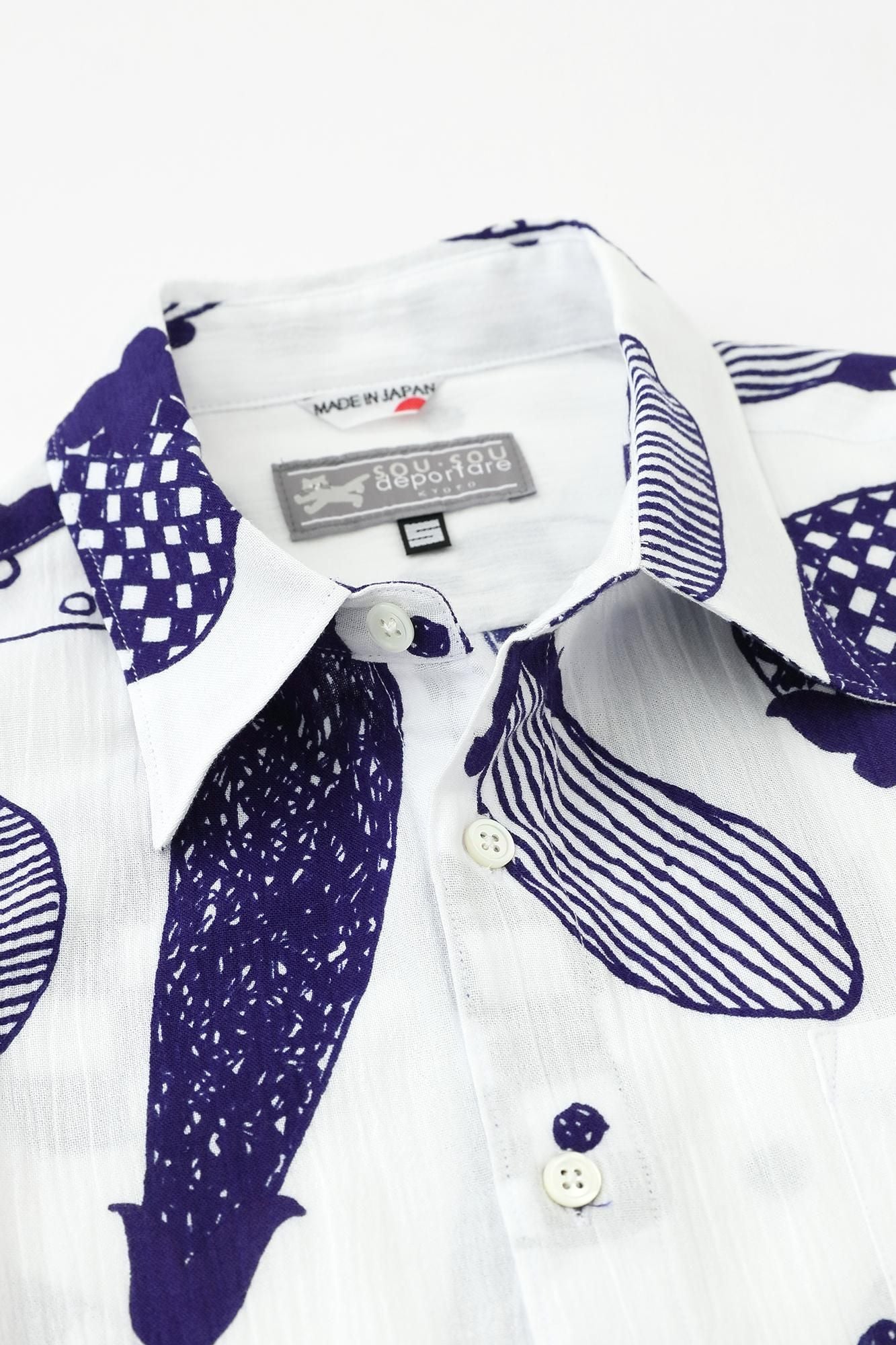 高島縮棉 20/20長袖襯衫/茄子