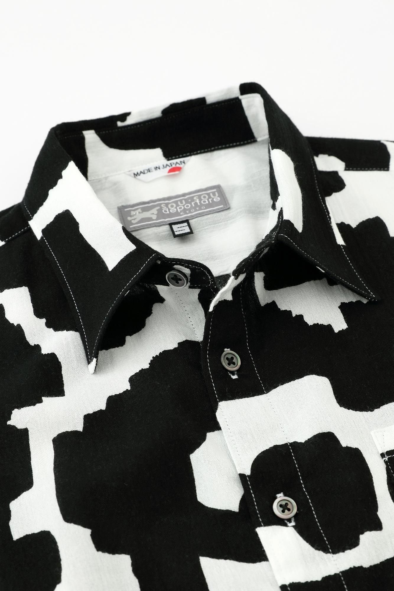 高島縮棉 20/20長袖襯衫/木蓮唐草