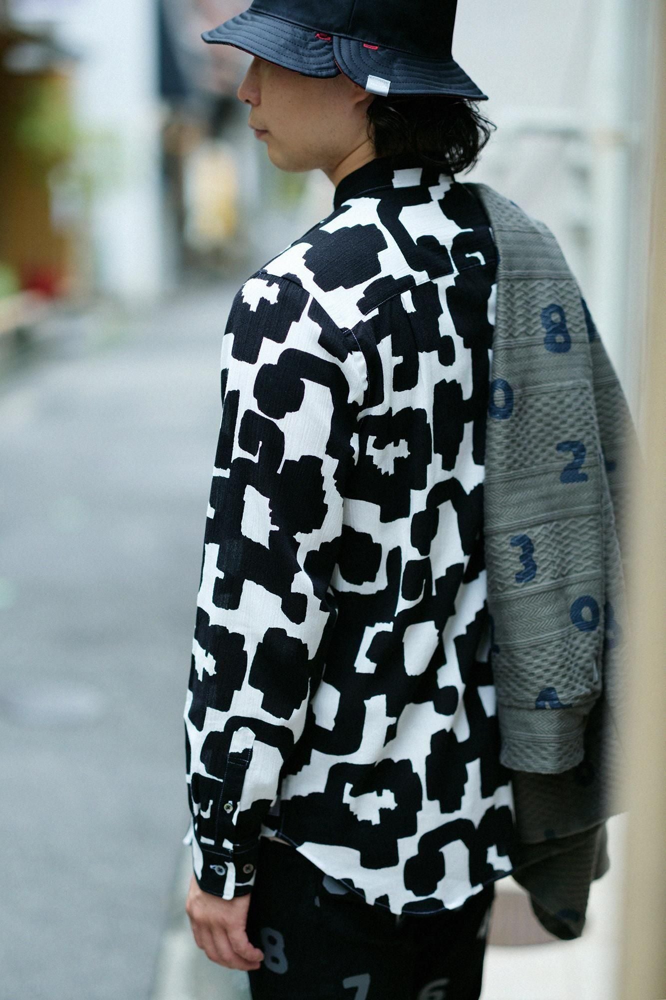 高島縮棉 20/20長袖襯衫/木蓮唐草