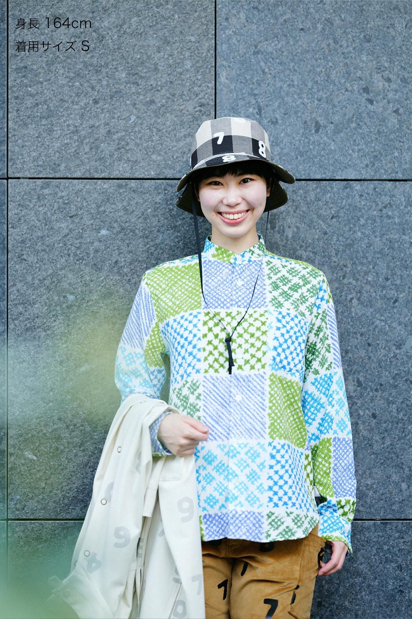 高島縮 20/20 スタンドカラーシャツ/田んぼ