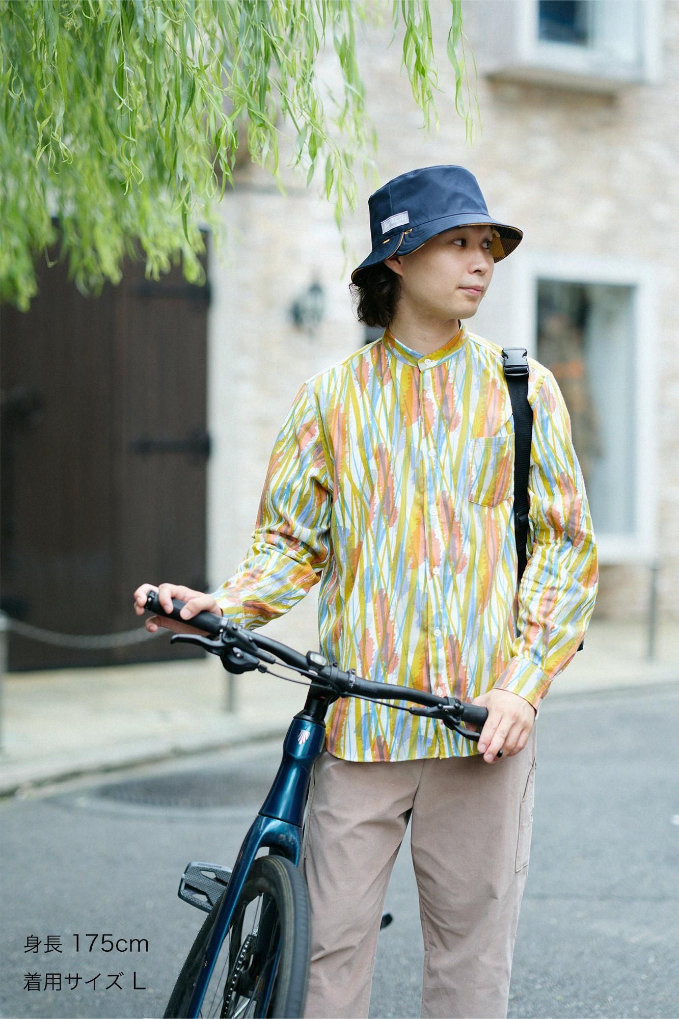 高島縮 20/20 スタンドカラーシャツ/なびく