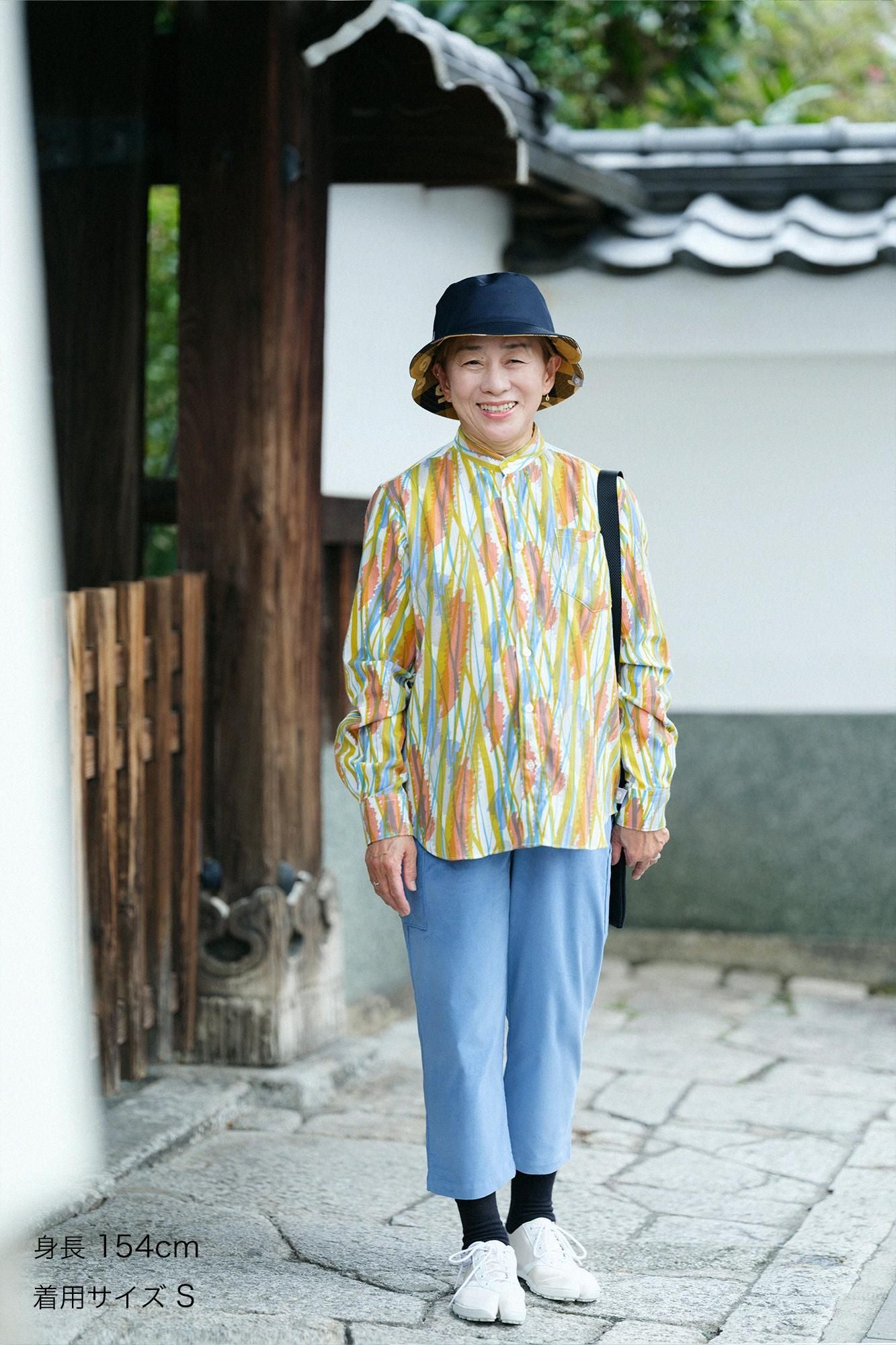 高島縮 20/20 スタンドカラーシャツ/なびく