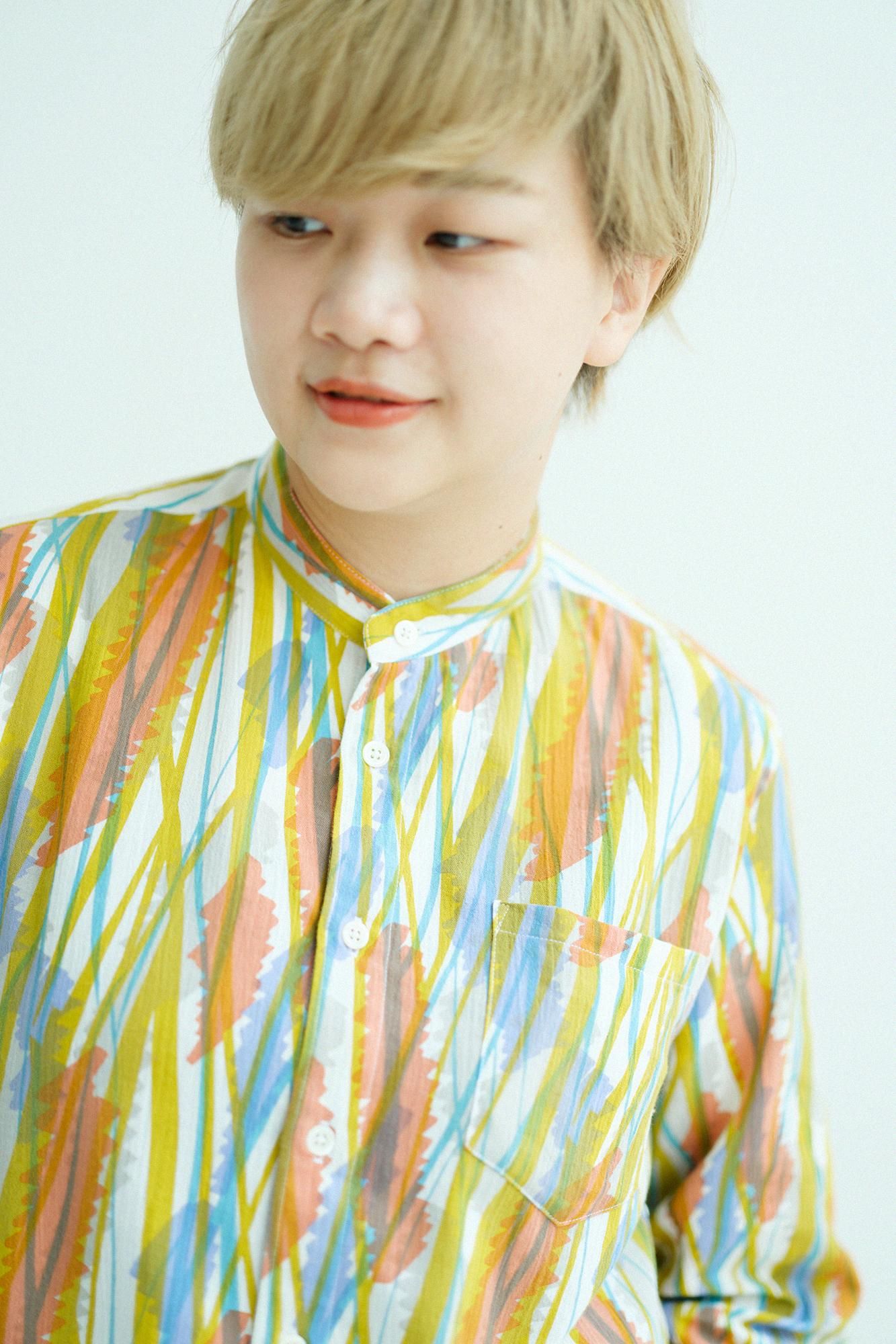 高島縮 20/20 スタンドカラーシャツ/なびく