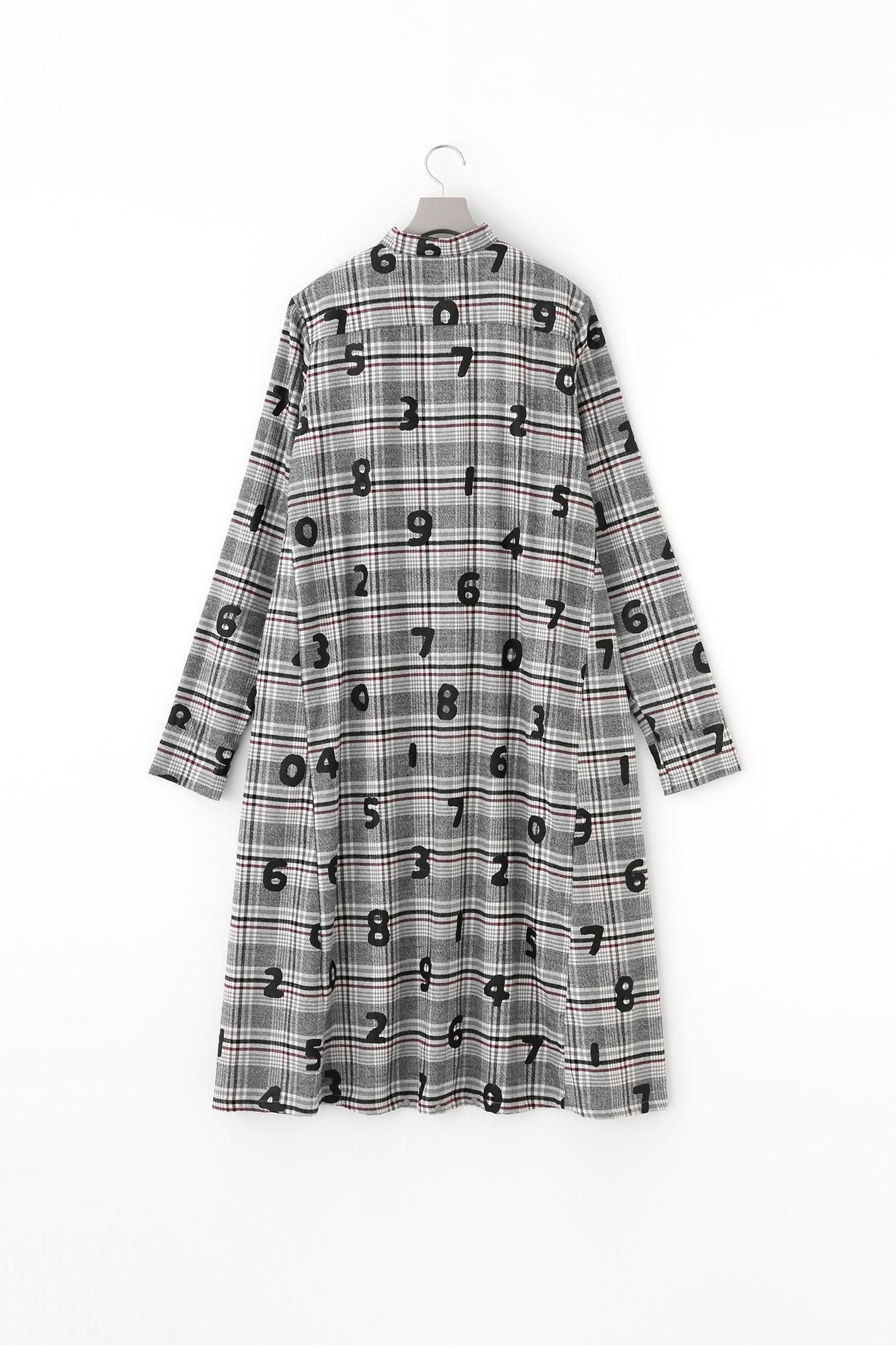 超长棉质格纹 H.N.BIKE 连衣裙/SO-SU-U 灰色