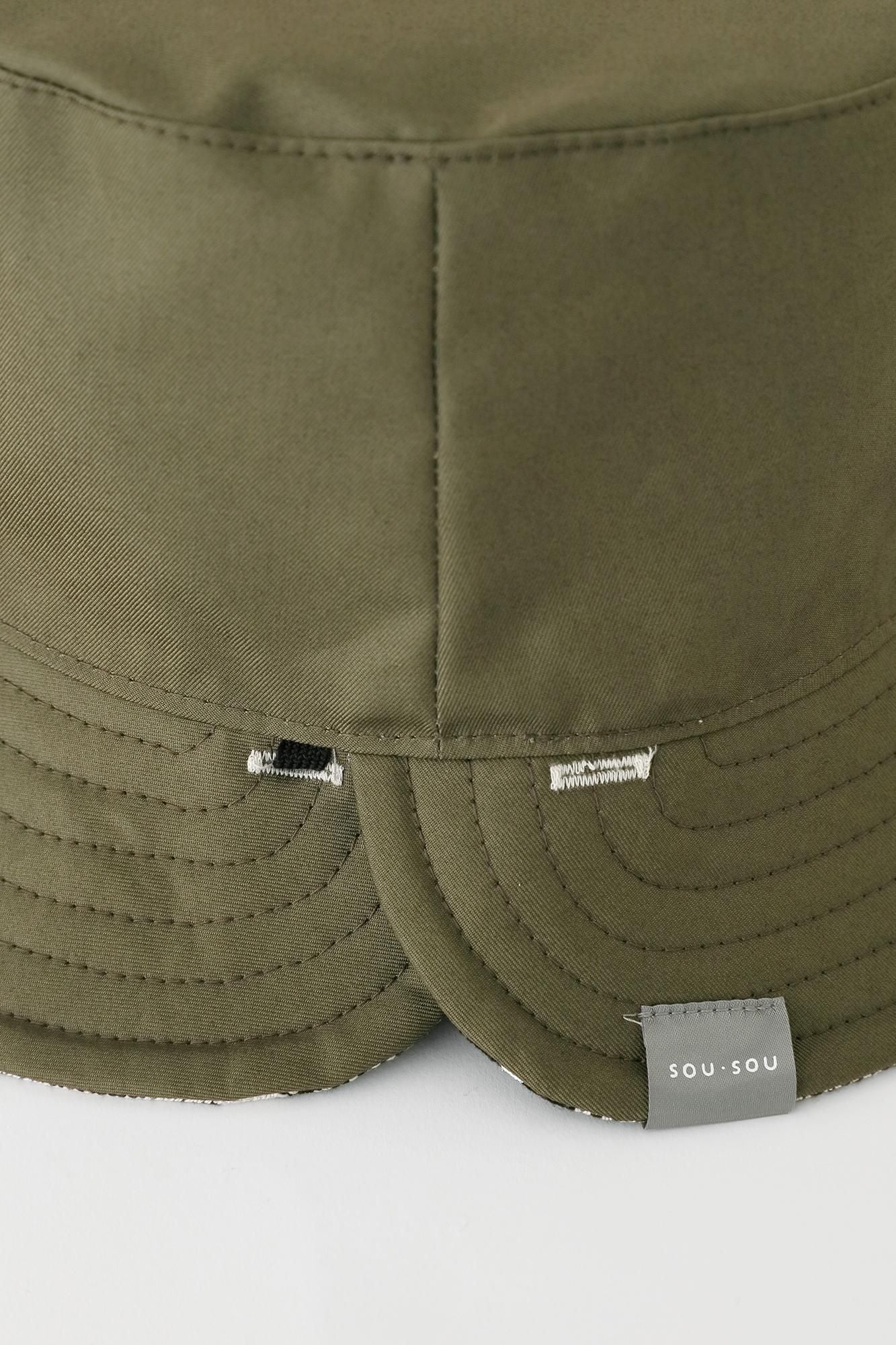 Chapeau de vélo réversible à carreaux en sergé épais/SO-SU-U ivoire