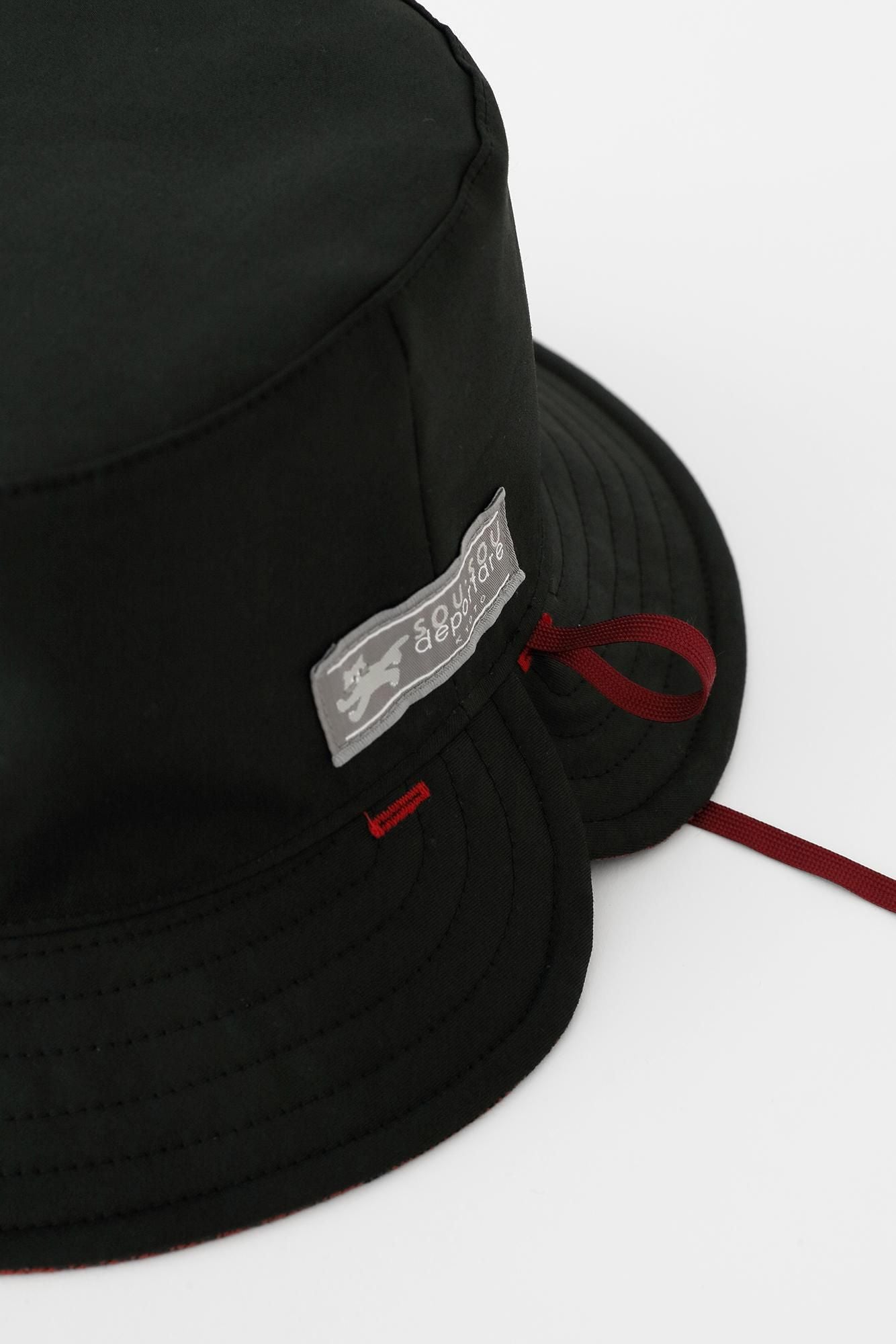 Chapeau de vélo réversible à carreaux en sergé épais/SO-SU-U rouge