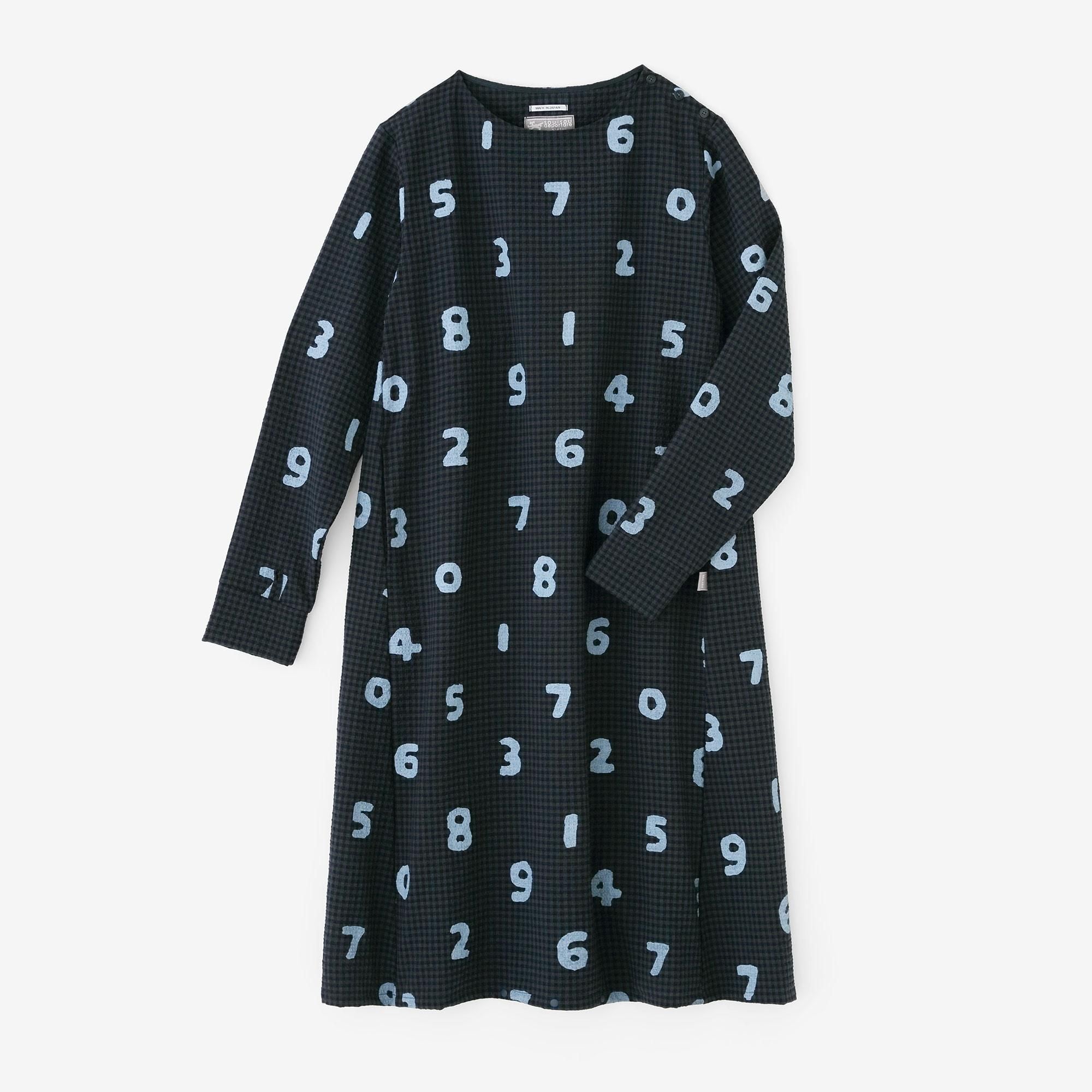 Wool Sucker BIKE One-piece Dress / SO-SU-U Navy Black Check