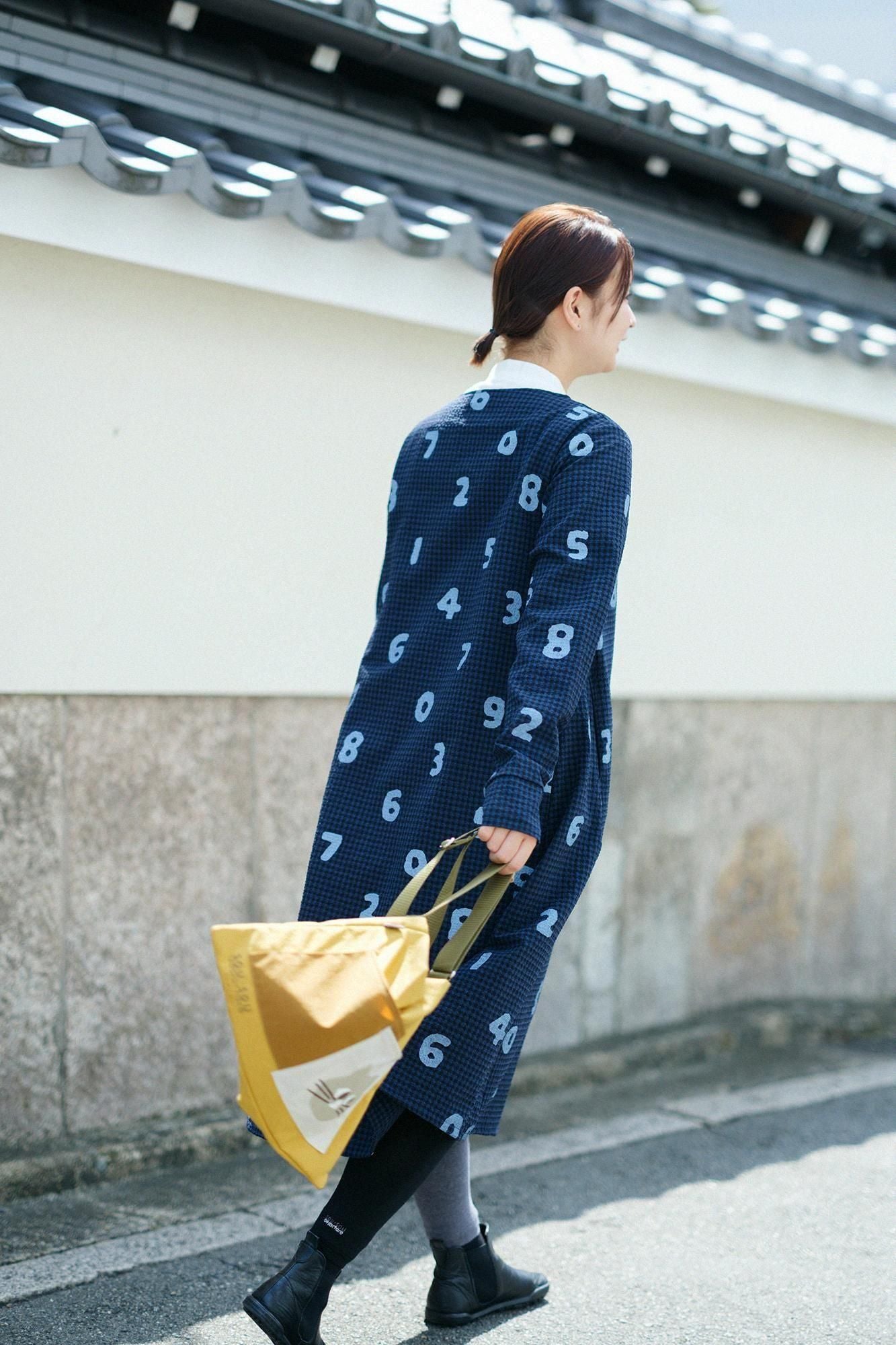 Wool Sucker BIKE One-piece Dress / SO-SU-U Navy Black Check