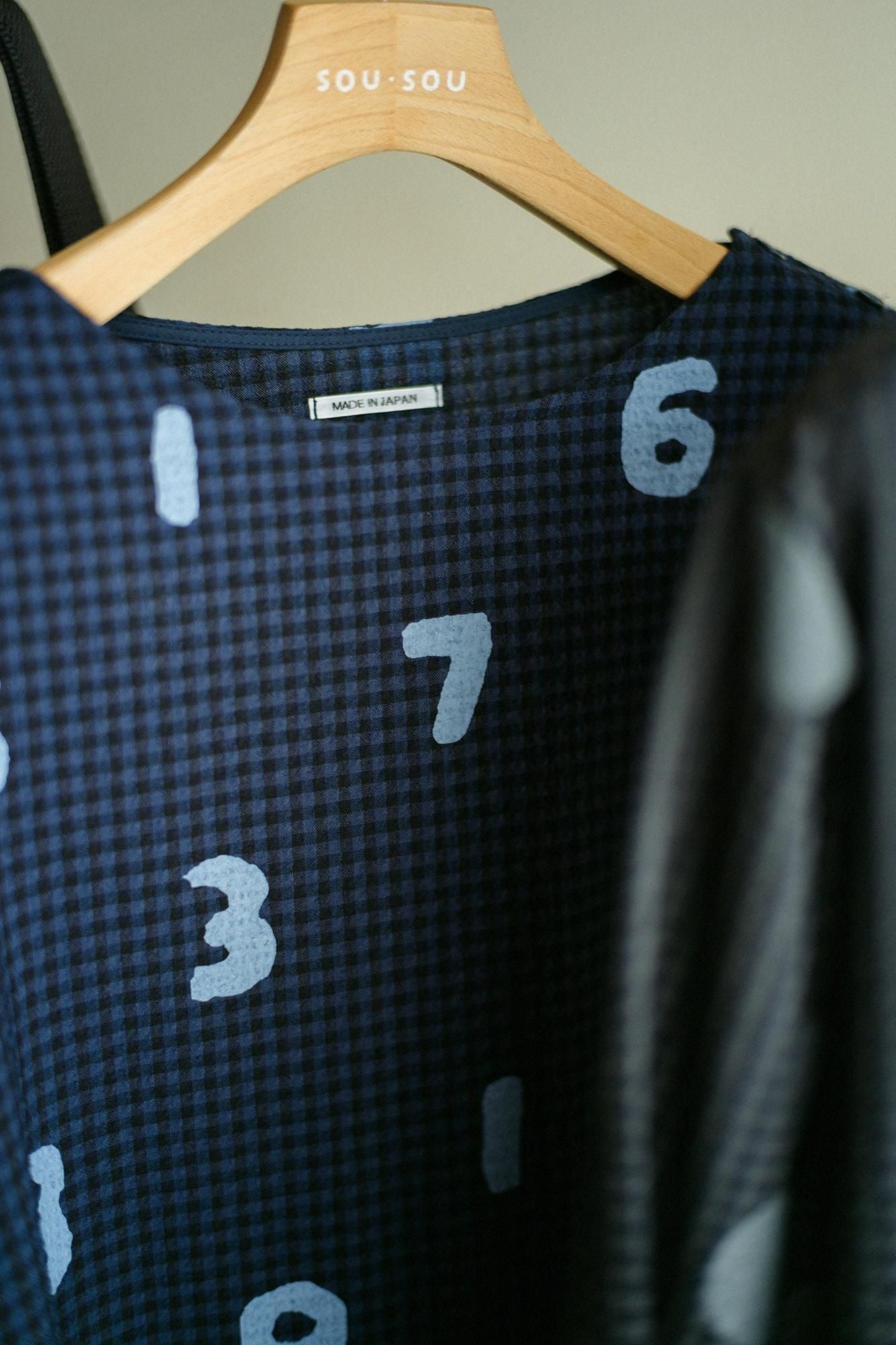 Wool Sucker BIKE One-piece Dress / SO-SU-U Navy Black Check