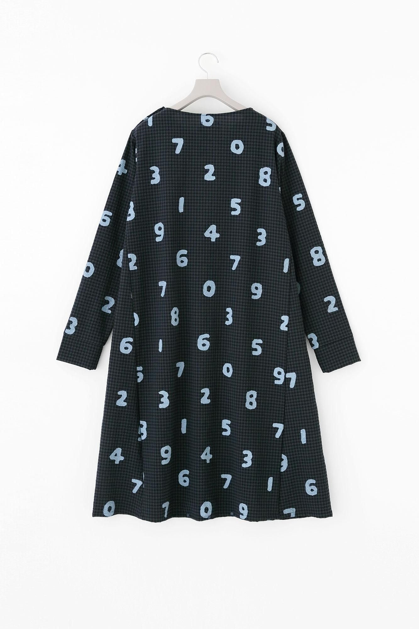 Wool Sucker BIKE One-piece Dress / SO-SU-U Navy Black Check