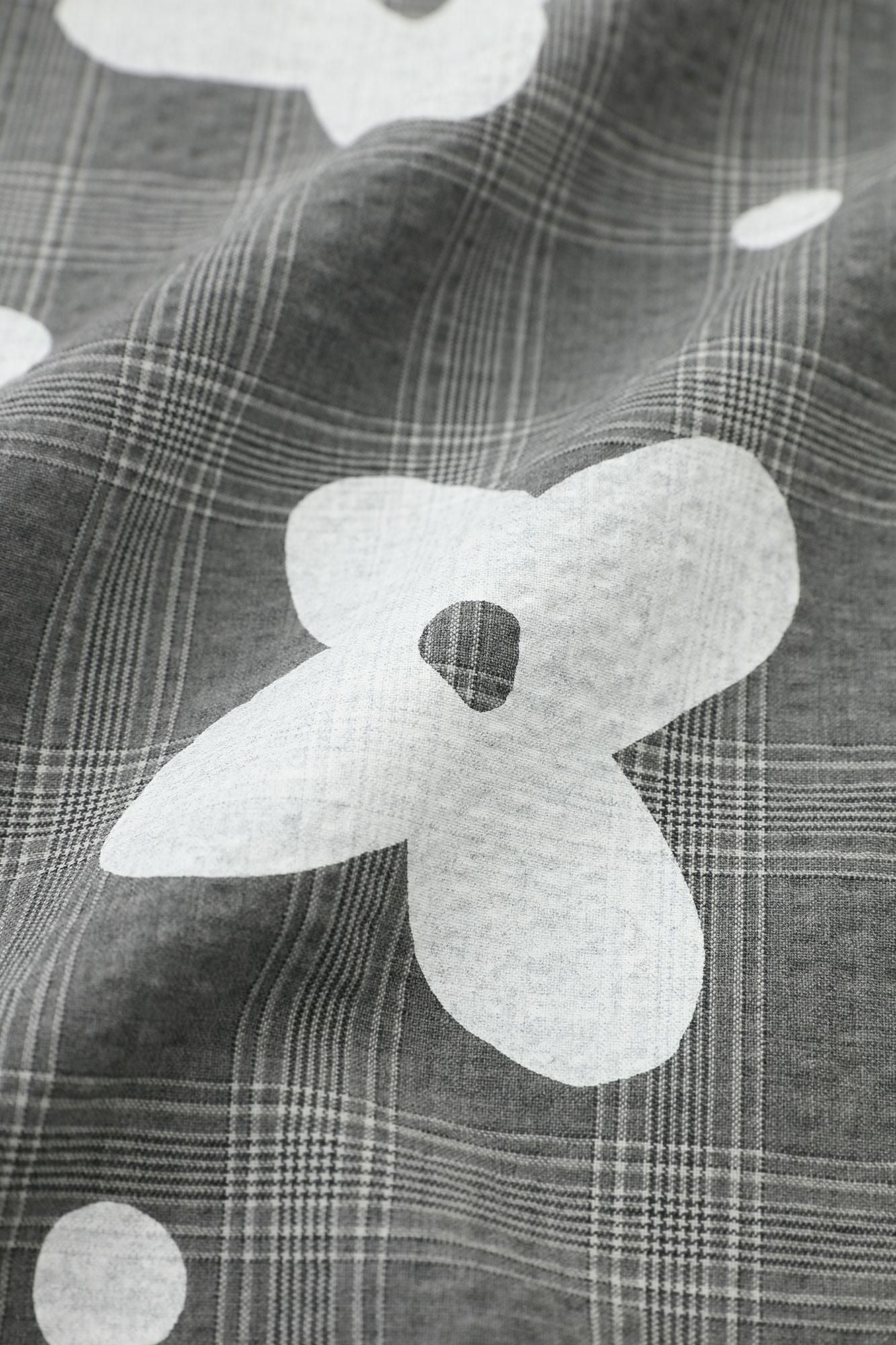 羊毛泡泡布 BIKE 連身裙/山花風 銀灰色格紋