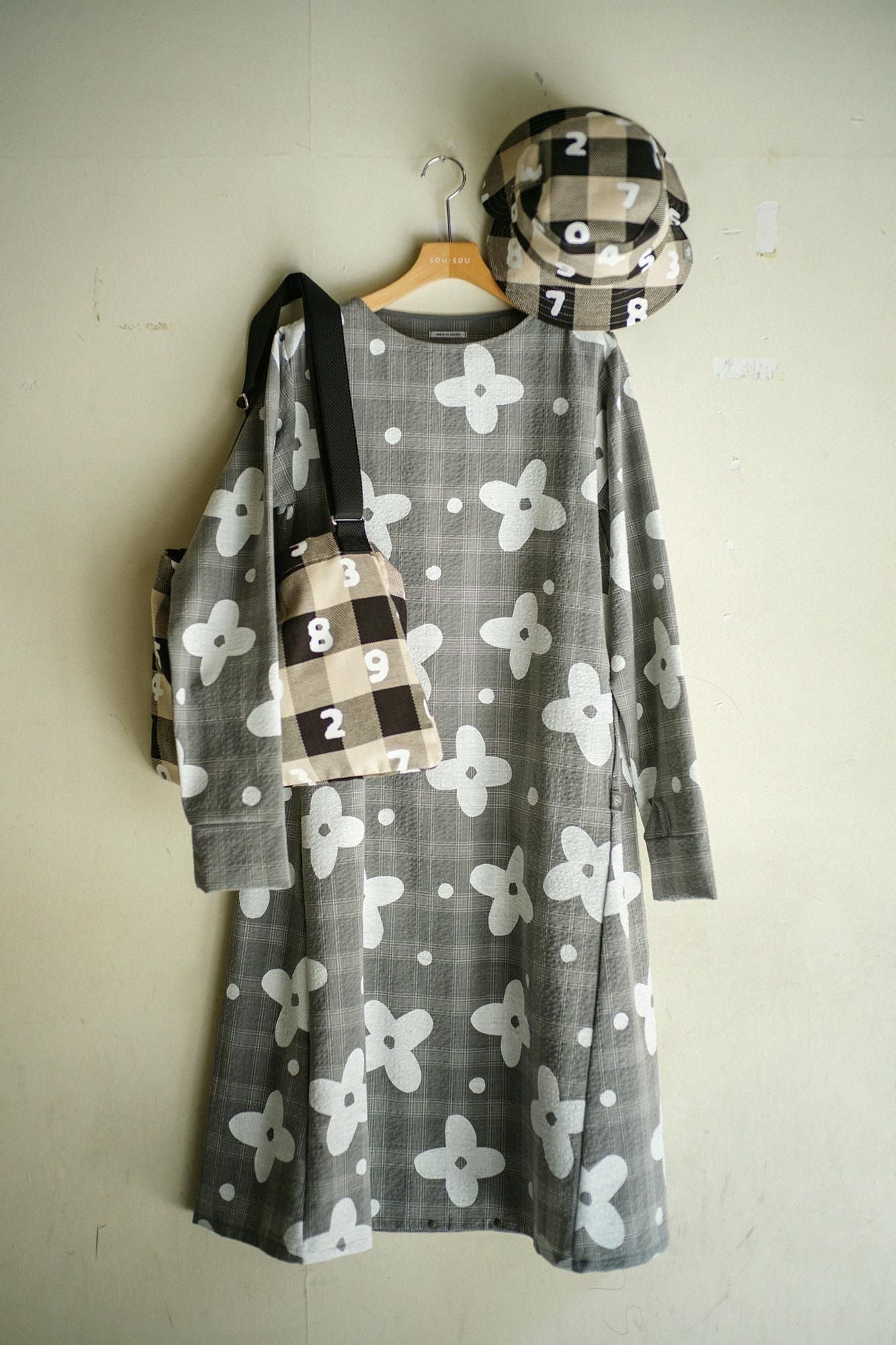 羊毛泡泡布 BIKE 連身裙/山花風 銀灰色格紋