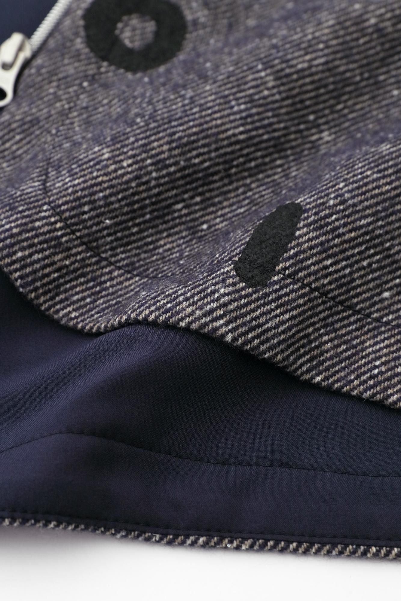 棉斜紋織有領ZIP UP外套/SO-SU-U十數 混藍色