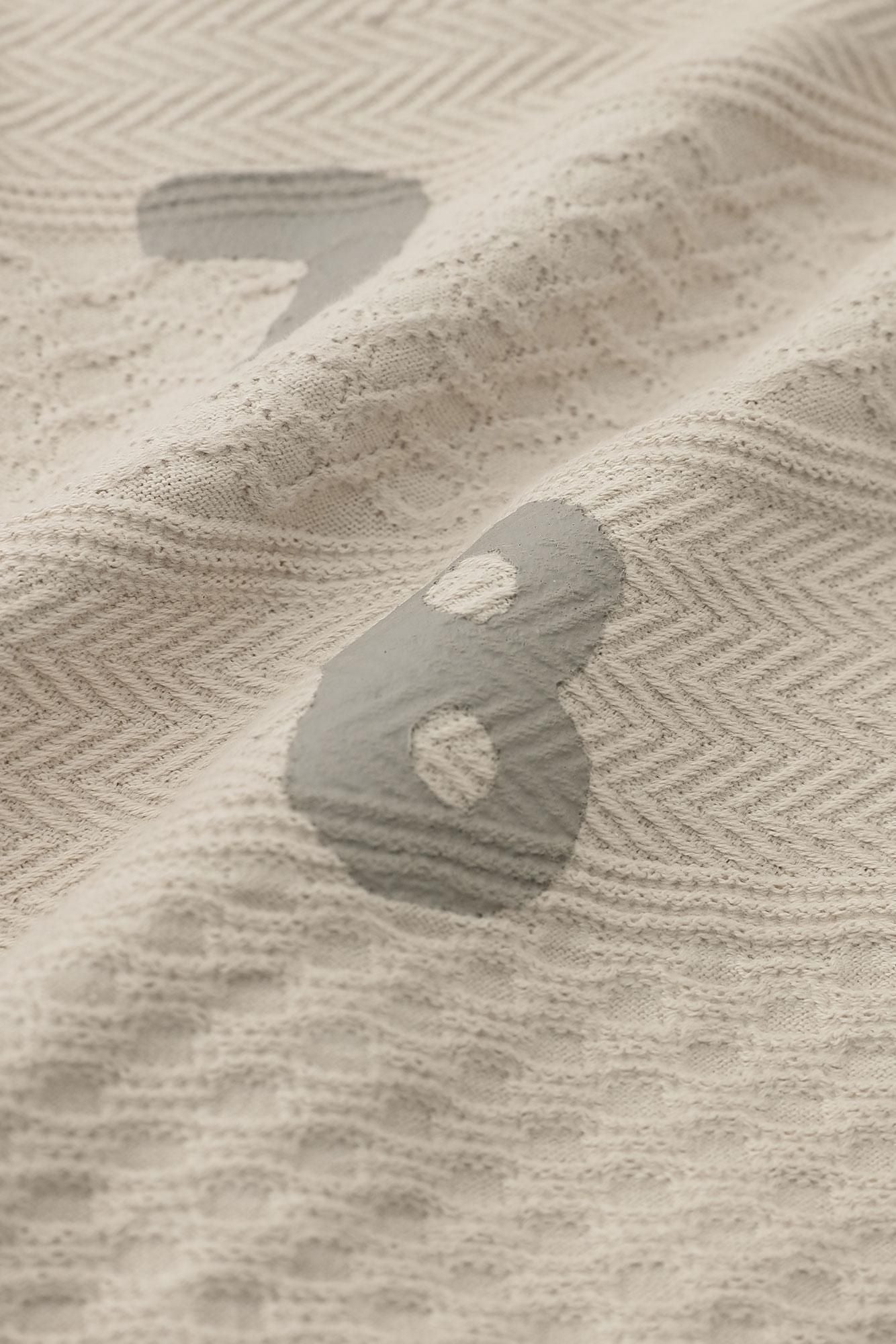 Veste BIKE col V sans col tricot Jaquart/SO-SU-U gris-blanc