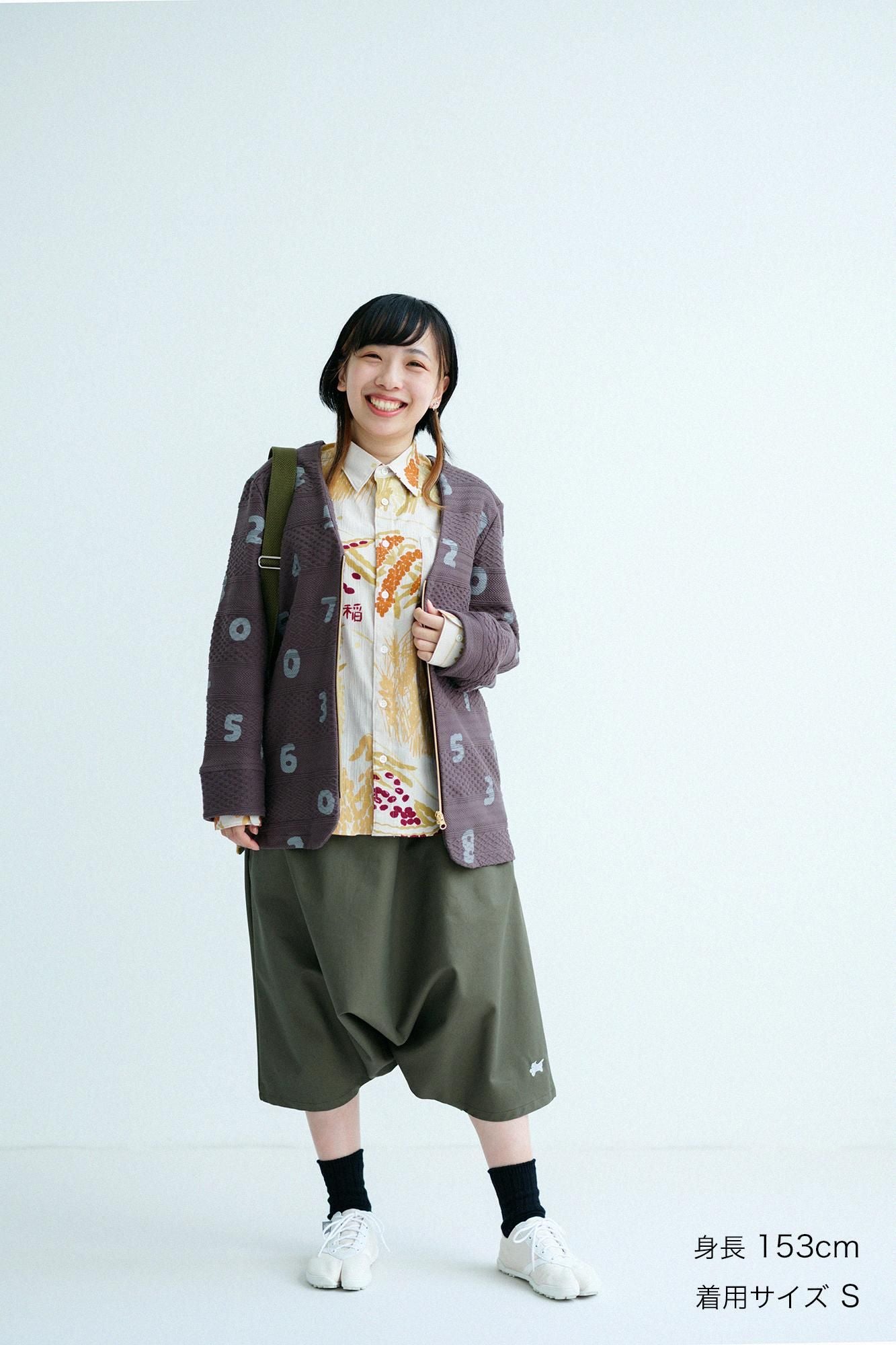 緹花針織V領BIKE夾克/ SO-SU-U十數黄枯茶色