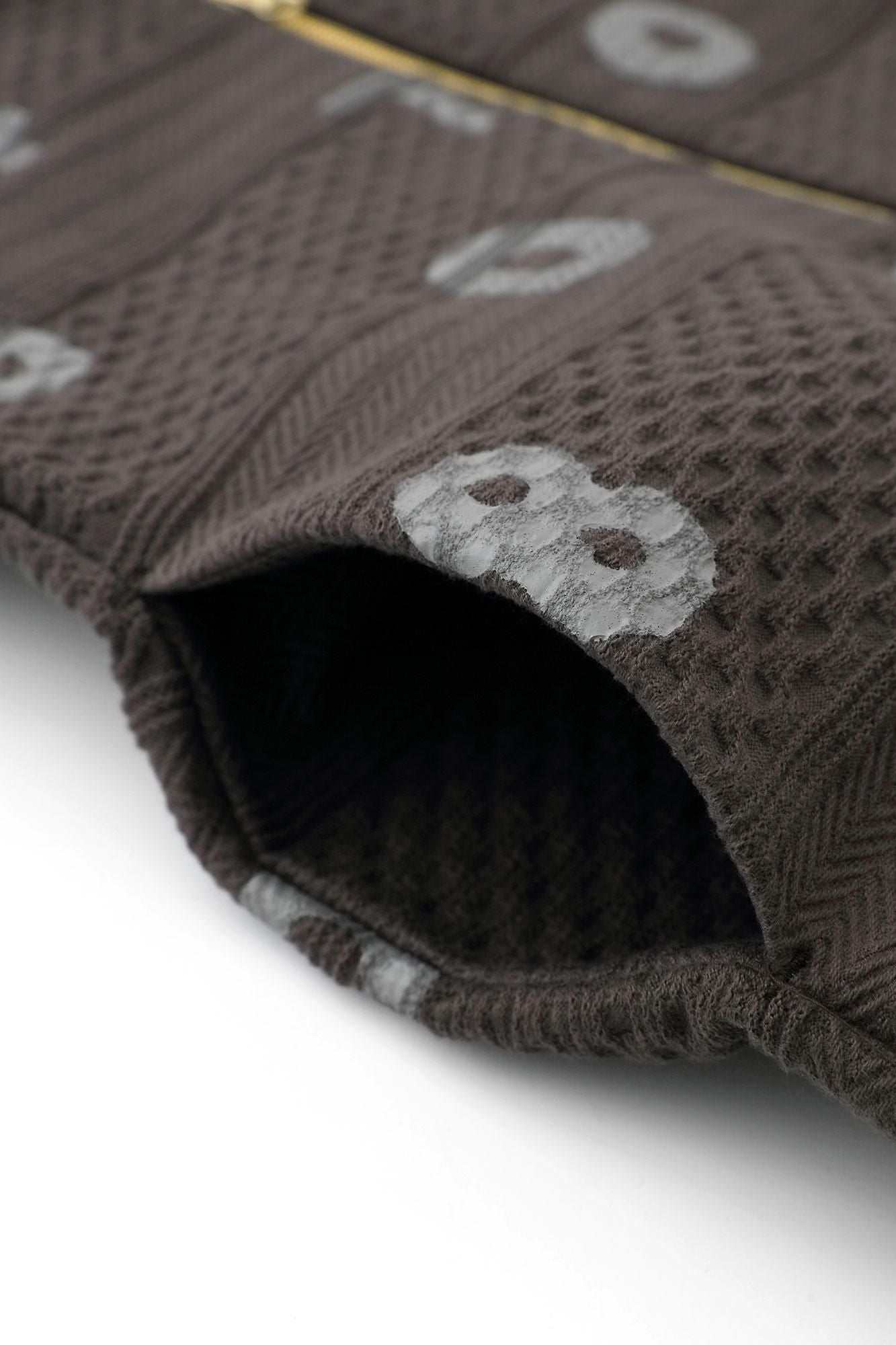 緹花針織V領BIKE夾克/ SO-SU-U十數黄枯茶色