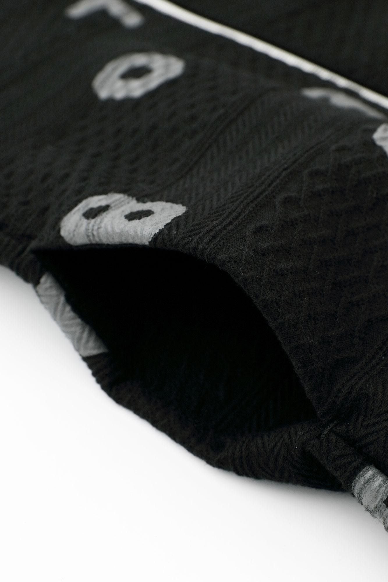 Jacquard Knit Collarless V-neck BIKE Jacket / SO-SU-U Black