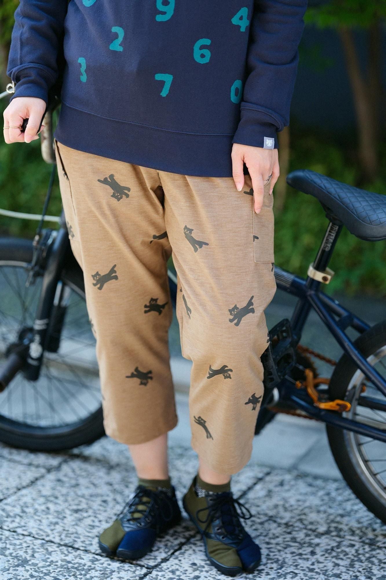 스트레치벨벳 BIKE 스테테코/황토색을 달리는 고양이