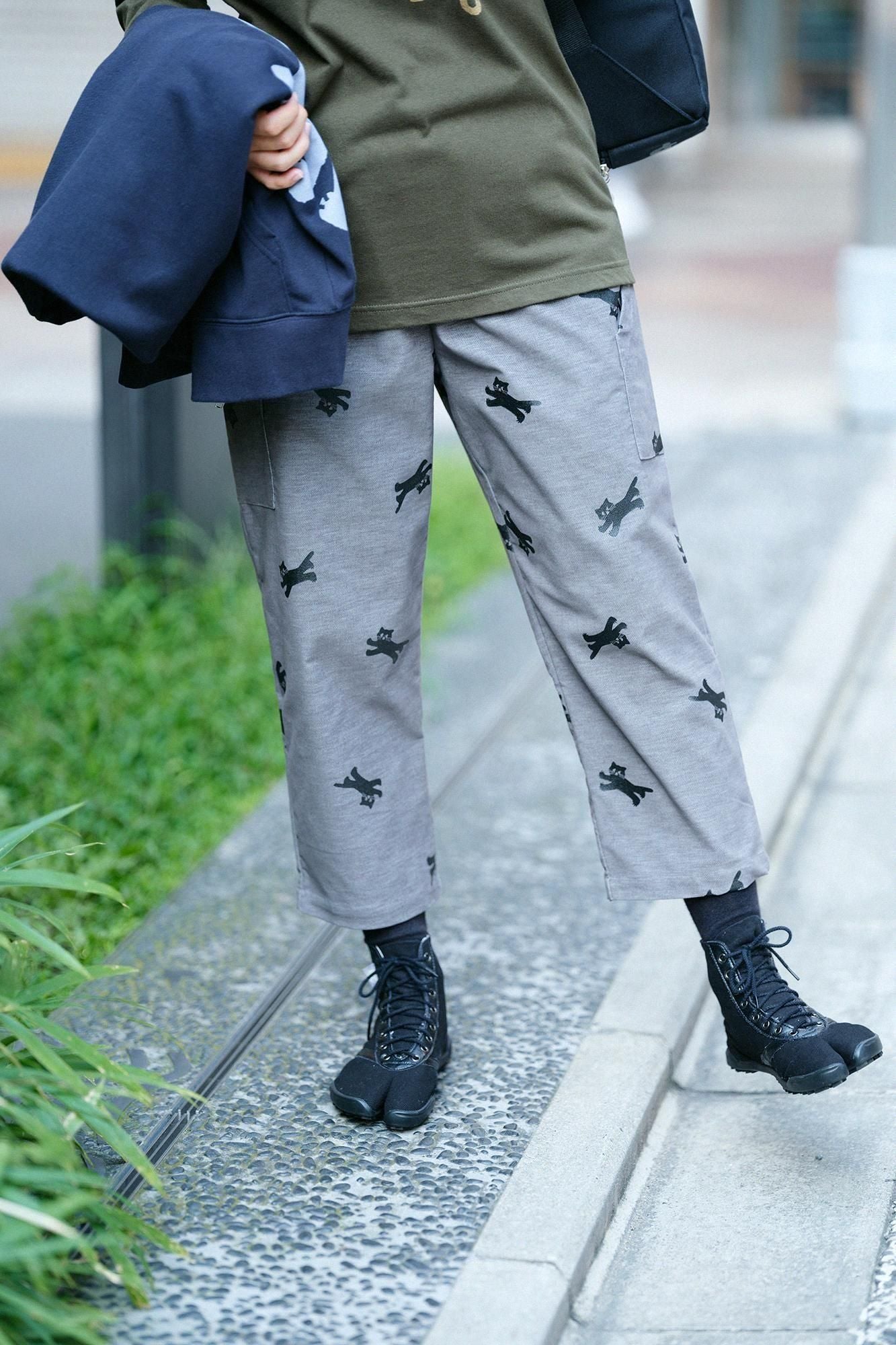 【net限定】ストレッチビロード BIKE すててこ/ねこ かけっこ グレー