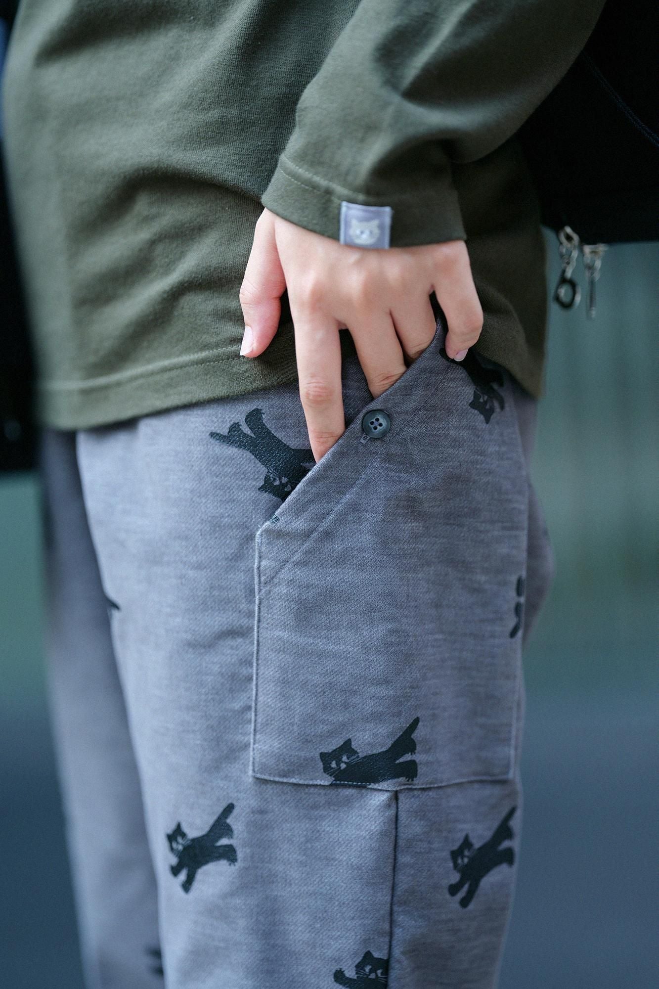 【net限定】ストレッチビロード BIKE すててこ/ねこ かけっこ グレー