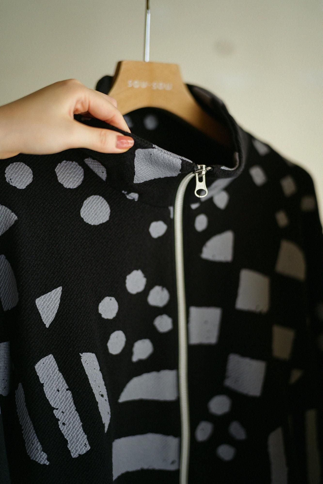 Puckered Jacquard H.W.S ZIP UP Blouson / Spring Buds Sunny Black