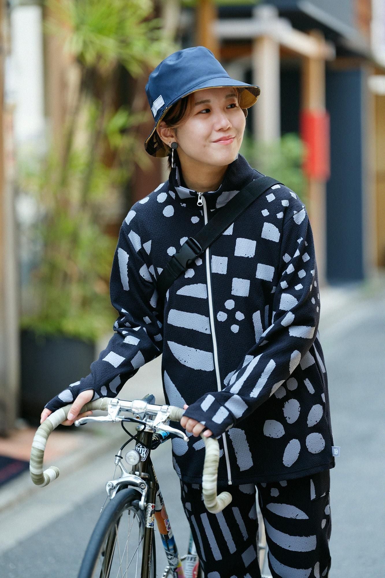 Puckered Jacquard H.W.S ZIP UP Blouson / Spring Buds Sunny Black