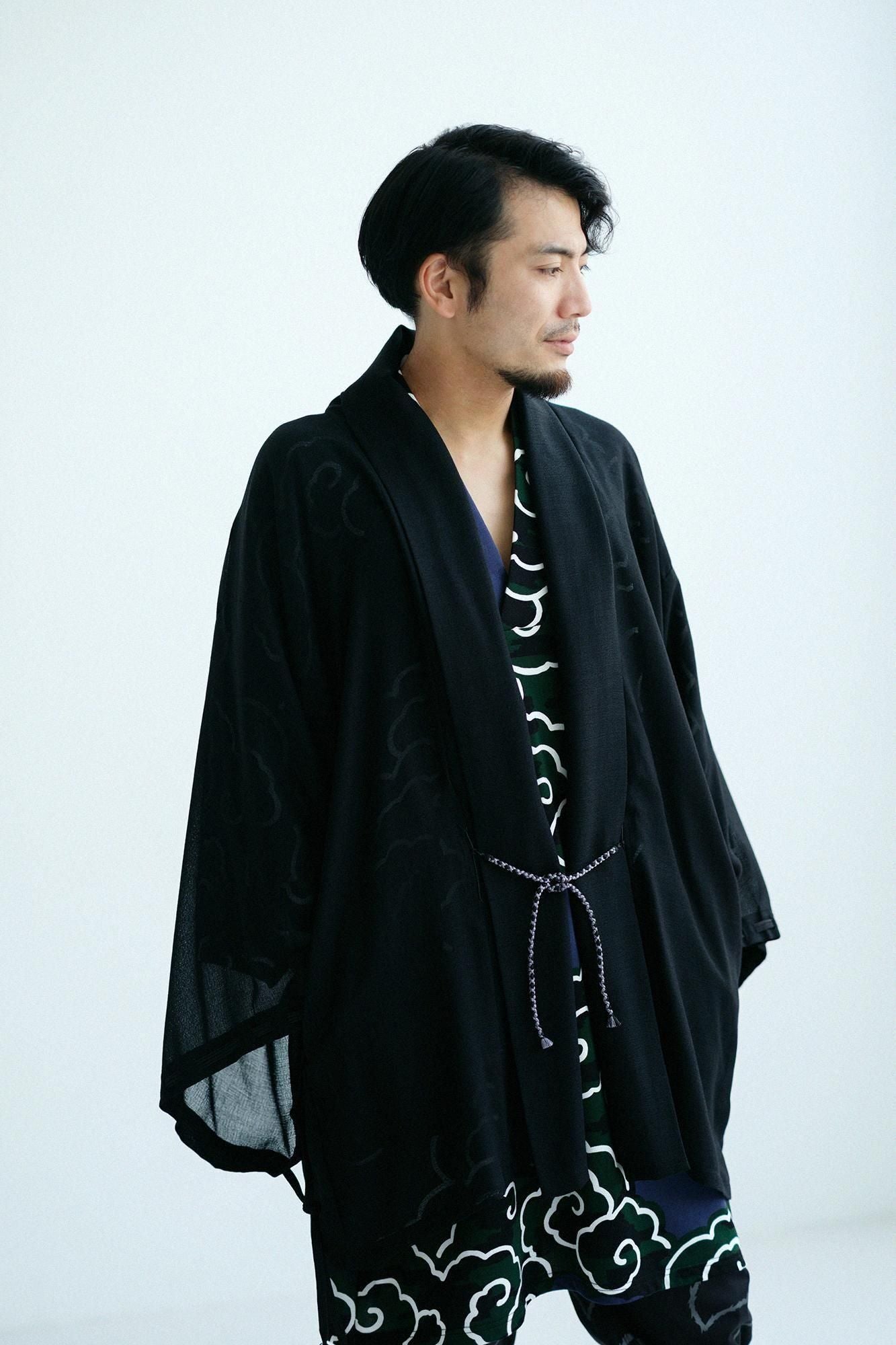 梳毛(そもう) 紗(しゃ) 宮中袖(きゅうちゅうそで) 短衣(たんい) 単(ひとえ)/濡羽色(ぬればいろ)