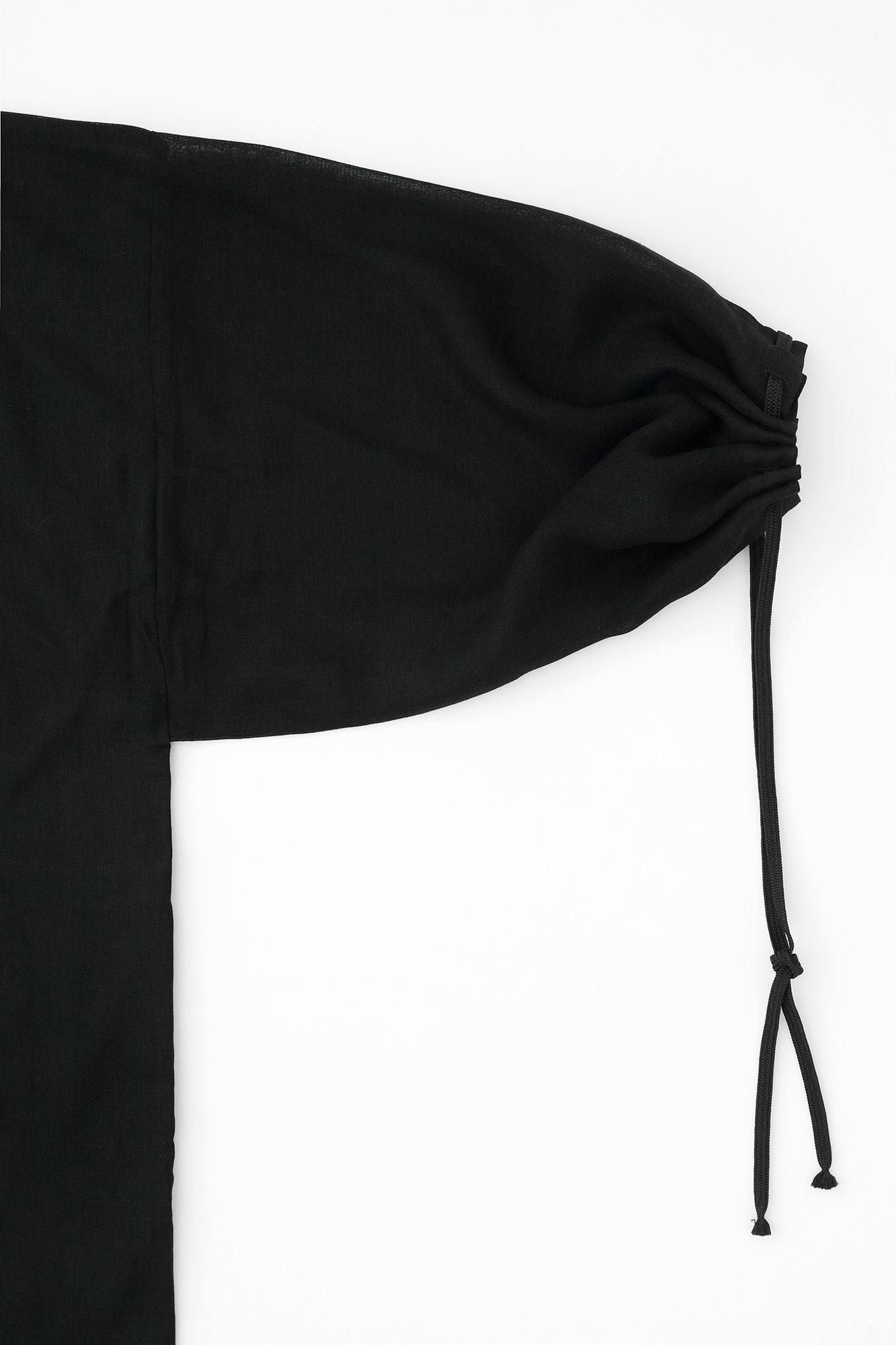 梳毛(そもう) 紗(しゃ) 宮中袖(きゅうちゅうそで) 短衣(たんい) 単(ひとえ)/濡羽色(ぬればいろ)