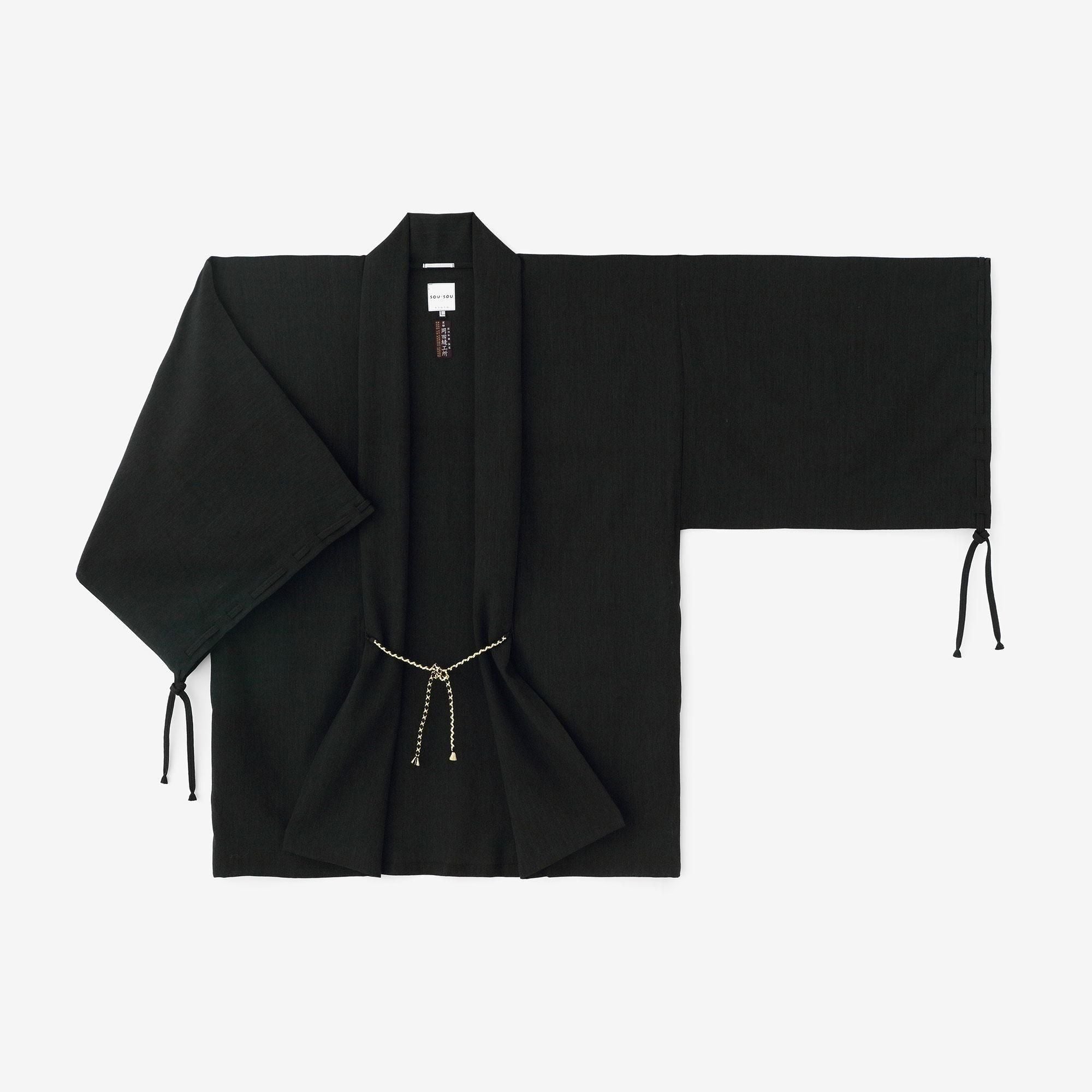 【net限定】毛麻混(けあさこん) 宮中袖(きゅうちゅうそで) 短衣(たんい) 単(ひとえ)/濡羽色(ぬればいろ)