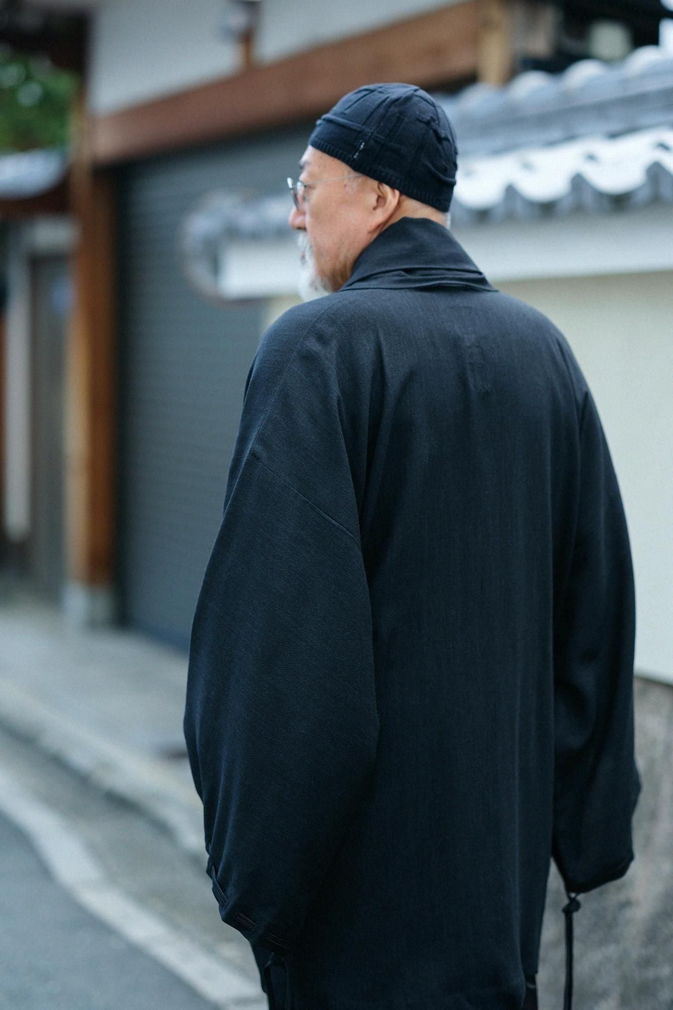 【net限定】毛麻混(けあさこん) 宮中袖(きゅうちゅうそで) 短衣(たんい) 単(ひとえ)/濡羽色(ぬればいろ)