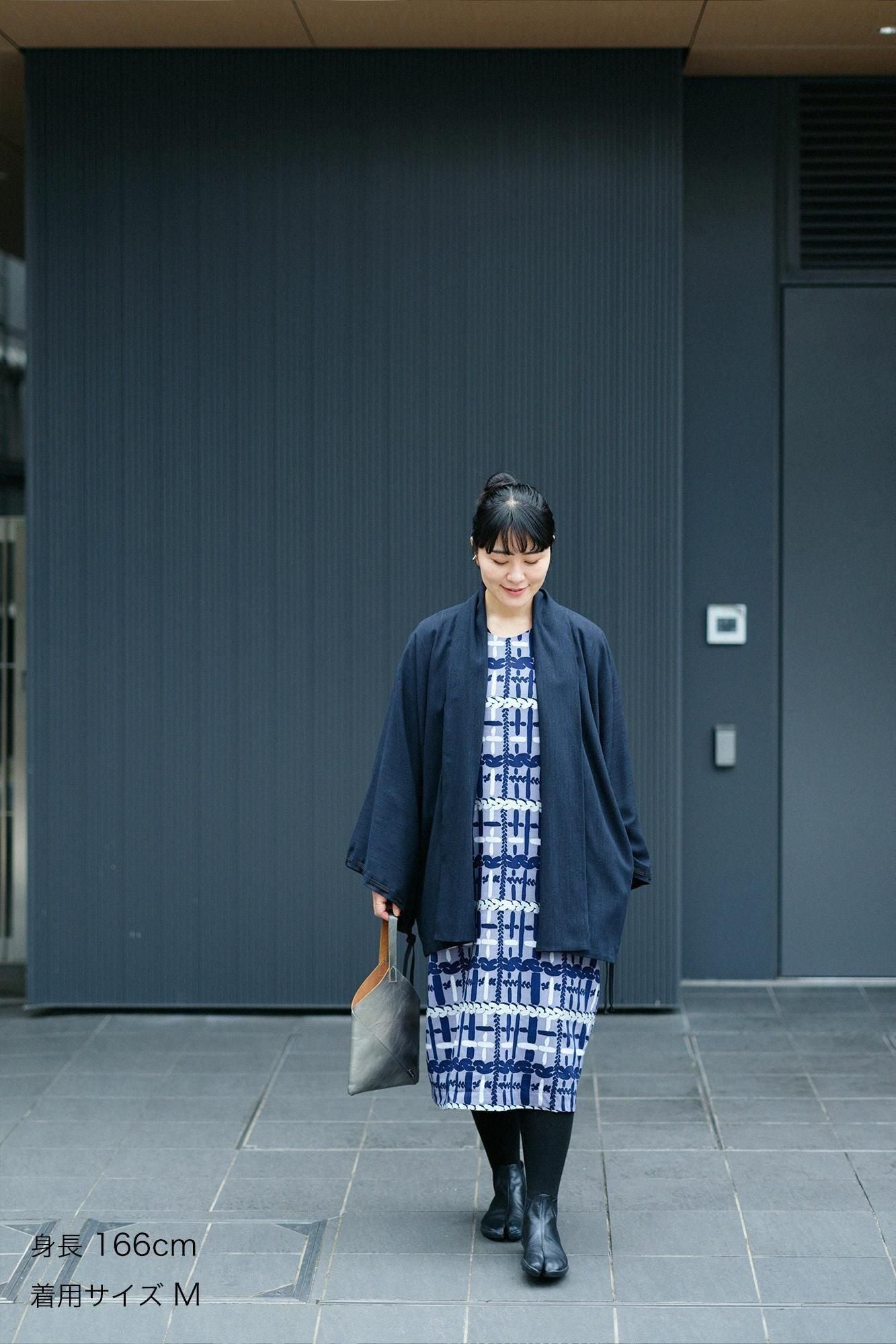 毛麻混(けあさこん) 宮中袖(きゅうちゅうそで) 短衣(たんい) 単(ひとえ)/留紺(とめこん)