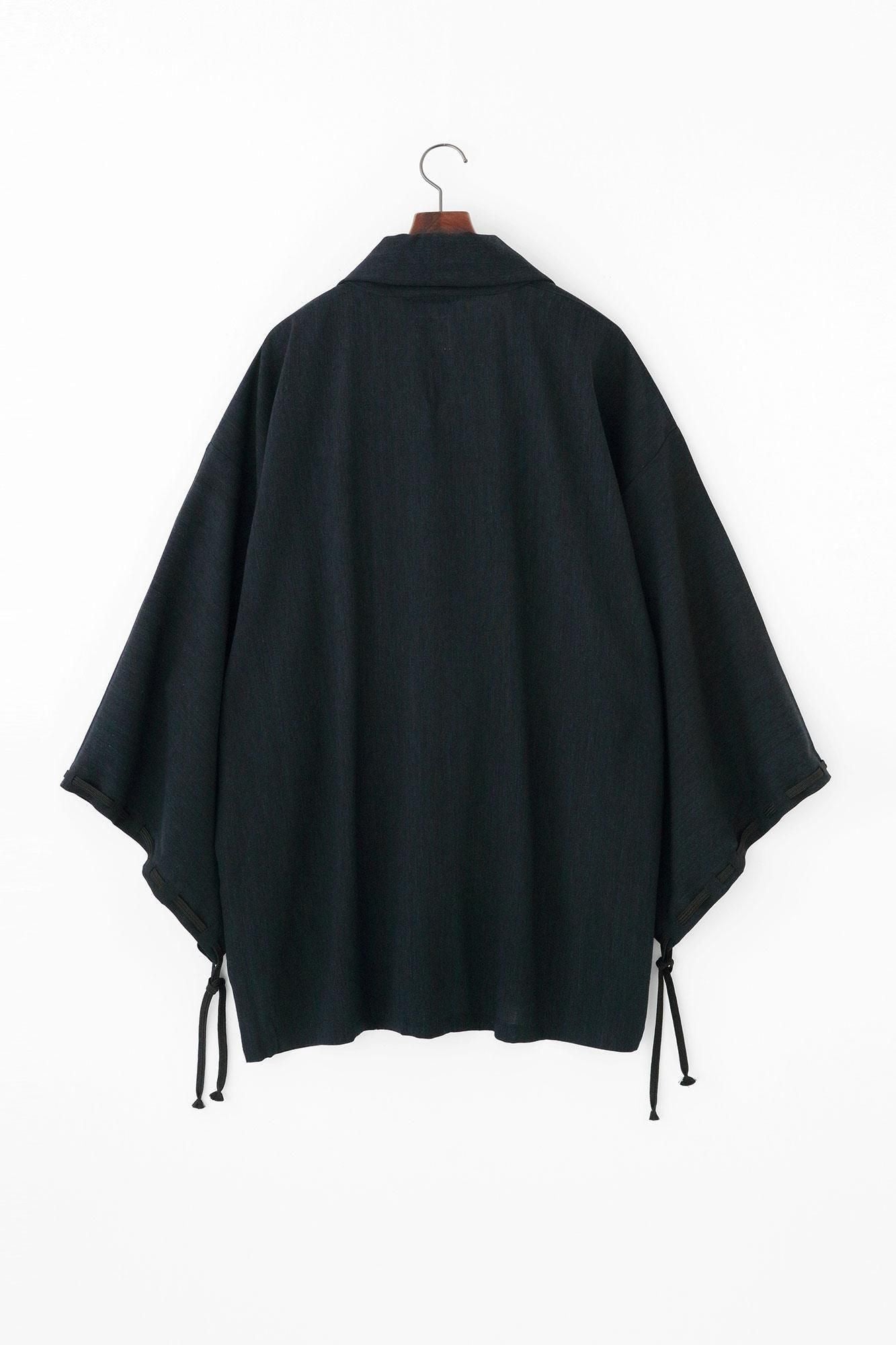 毛麻混(けあさこん) 宮中袖(きゅうちゅうそで) 短衣(たんい) 単(ひとえ)/留紺(とめこん)