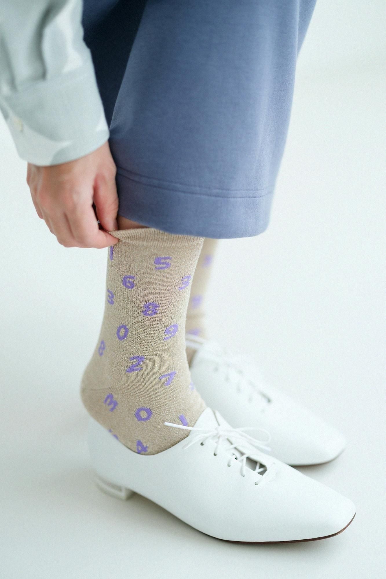 【net Limited 40%OFF】Eco Tabi Socks (Mid-calf)/SO-SU-U Hazelnut Color Glitter【Women】