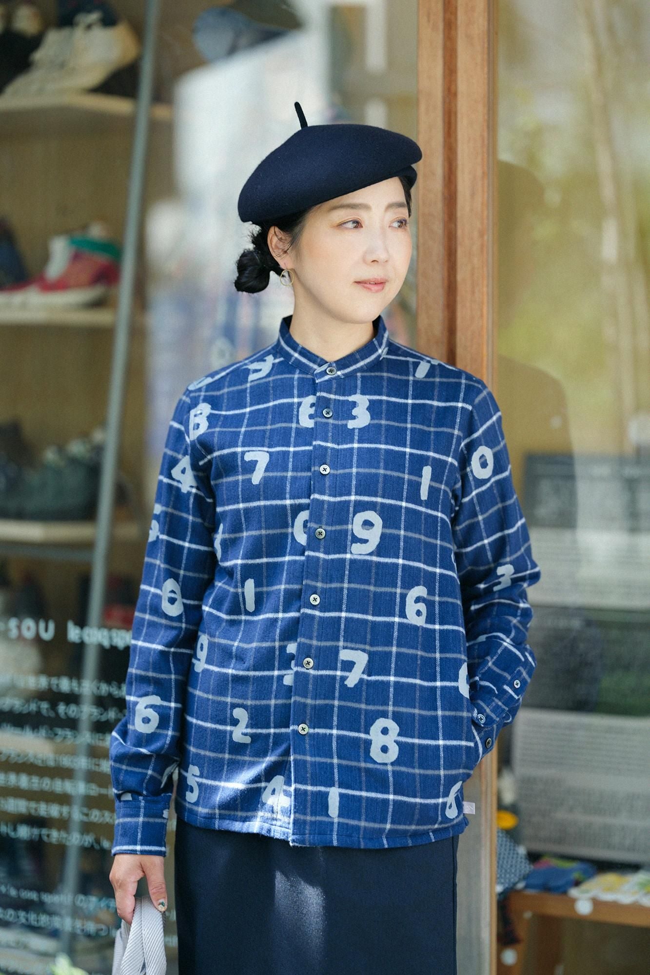 Flannel Check Stand CollarShirt SP/SO-SU-U NedeBee