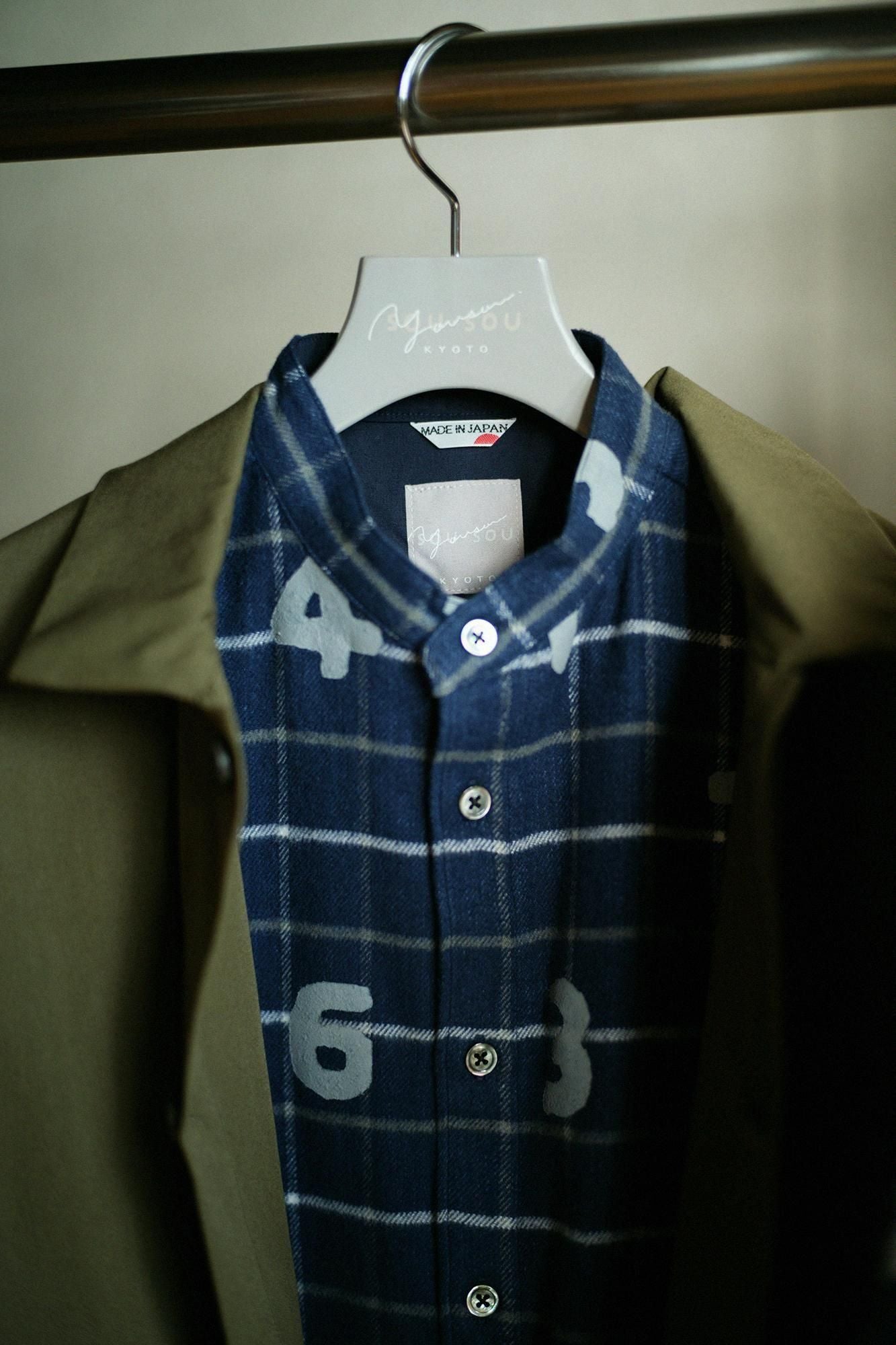 Flannel Check Stand CollarShirt SP/SO-SU-U NedeBee