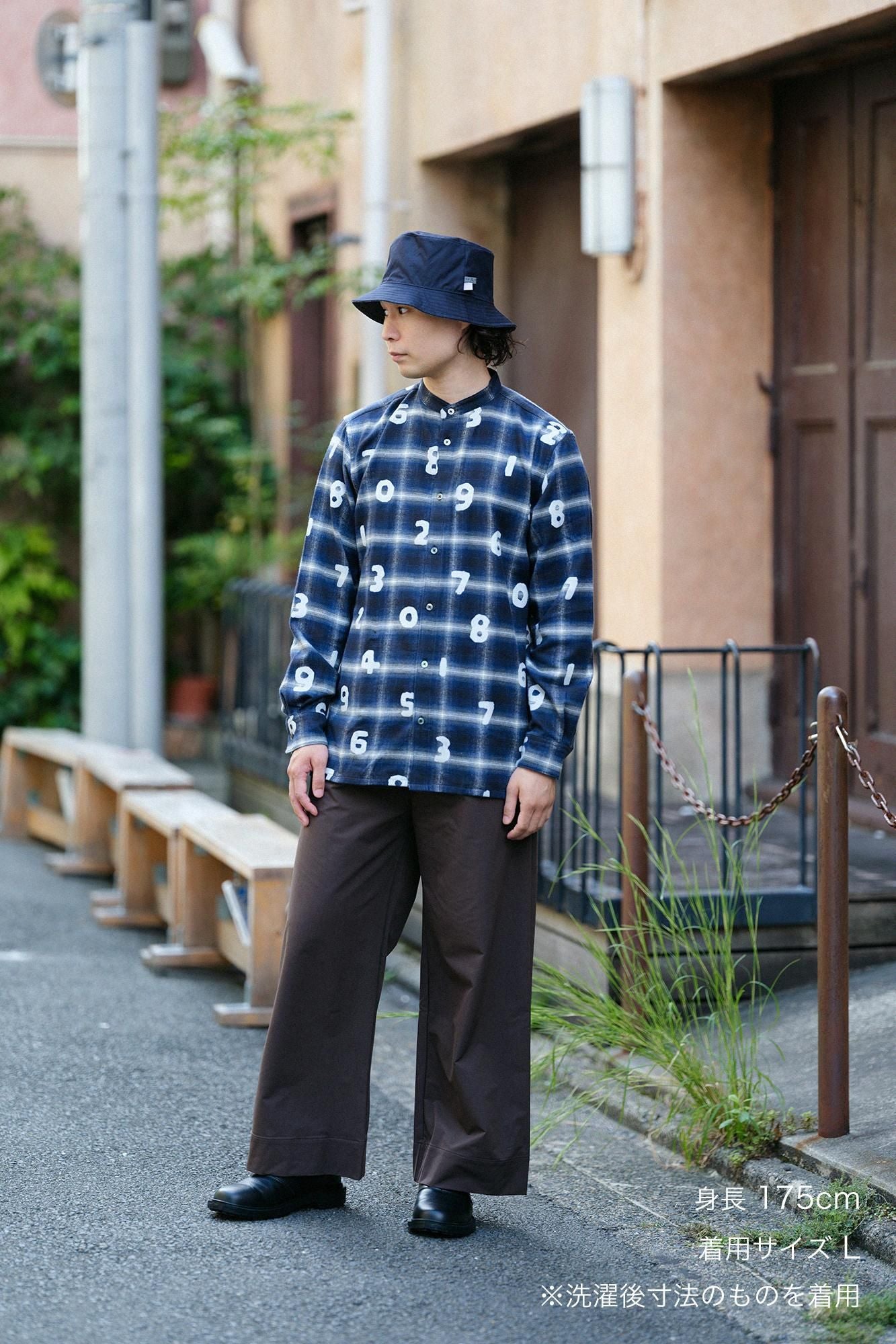 法蘭絨格子 立領襯衫 SP/SO-SU-U十數 深藍