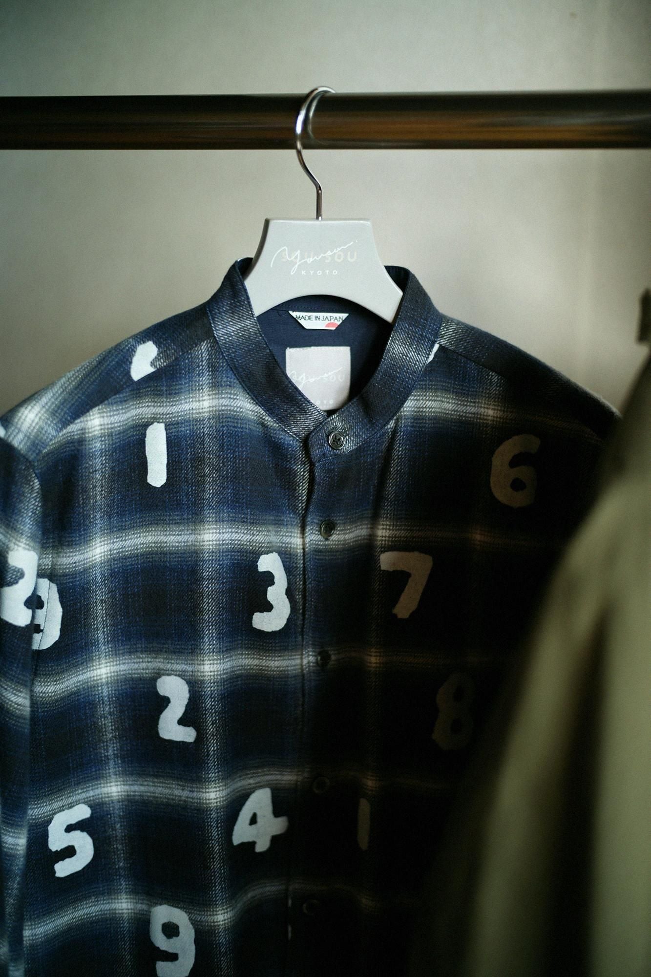 法蘭絨格子 立領襯衫 SP/SO-SU-U十數 深藍