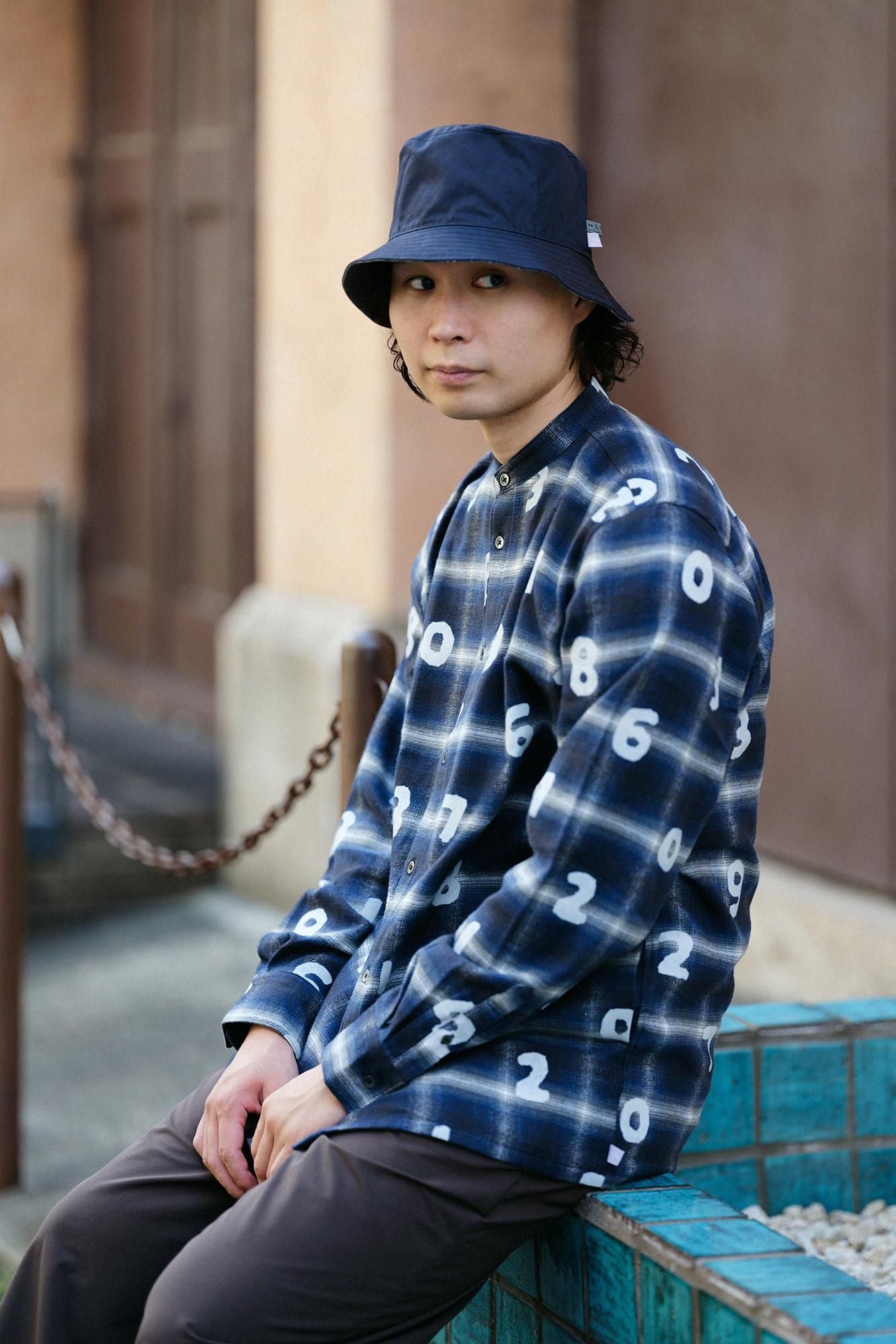 法蘭絨格子 立領襯衫 SP/SO-SU-U十數 深藍