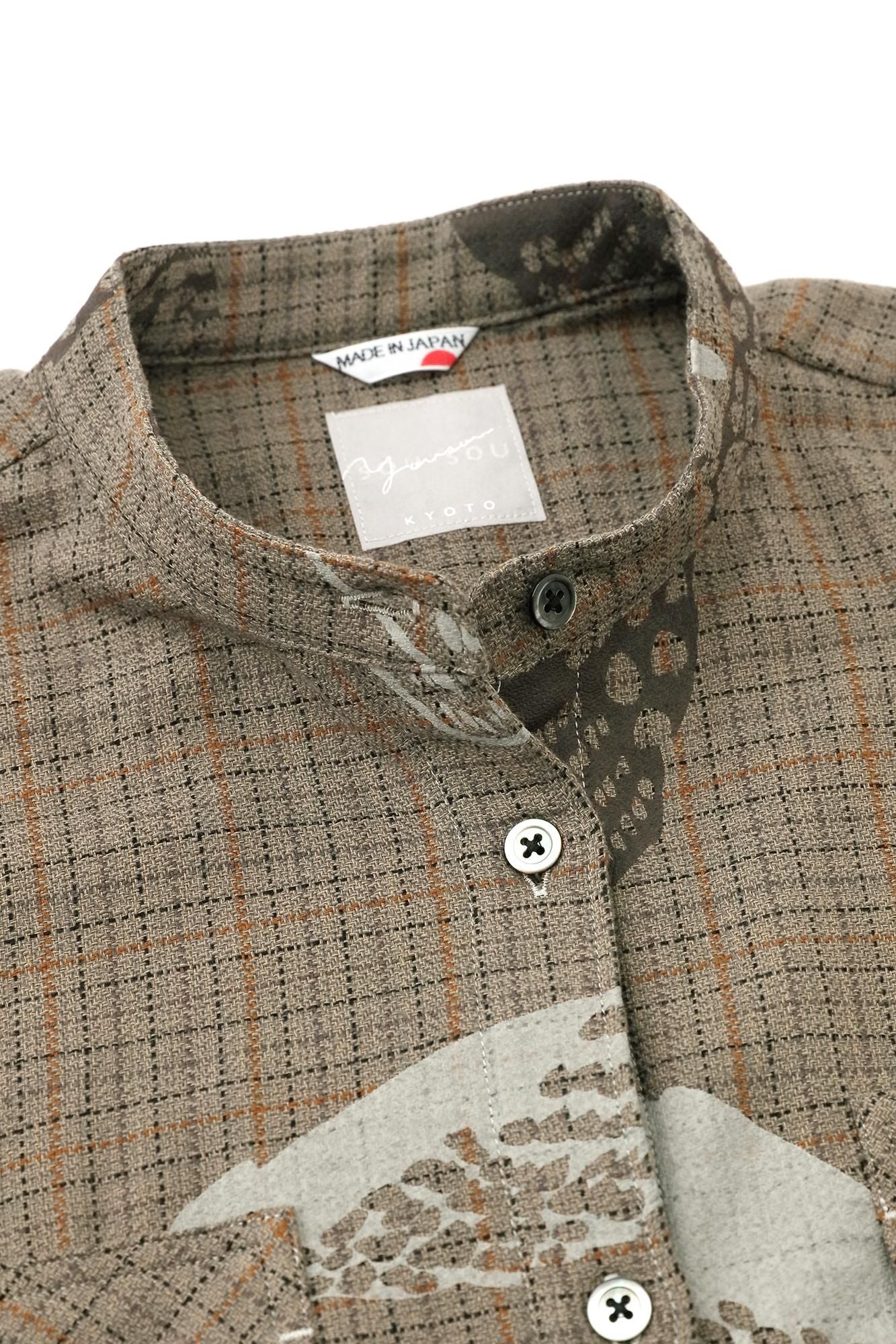 Fischgrätenmuster W.P. Großes Hemdblusenkleid/Eule