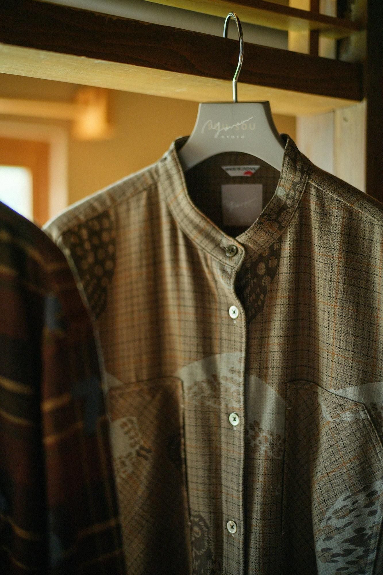 Fischgrätenmuster W.P. Großes Hemdblusenkleid/Eule