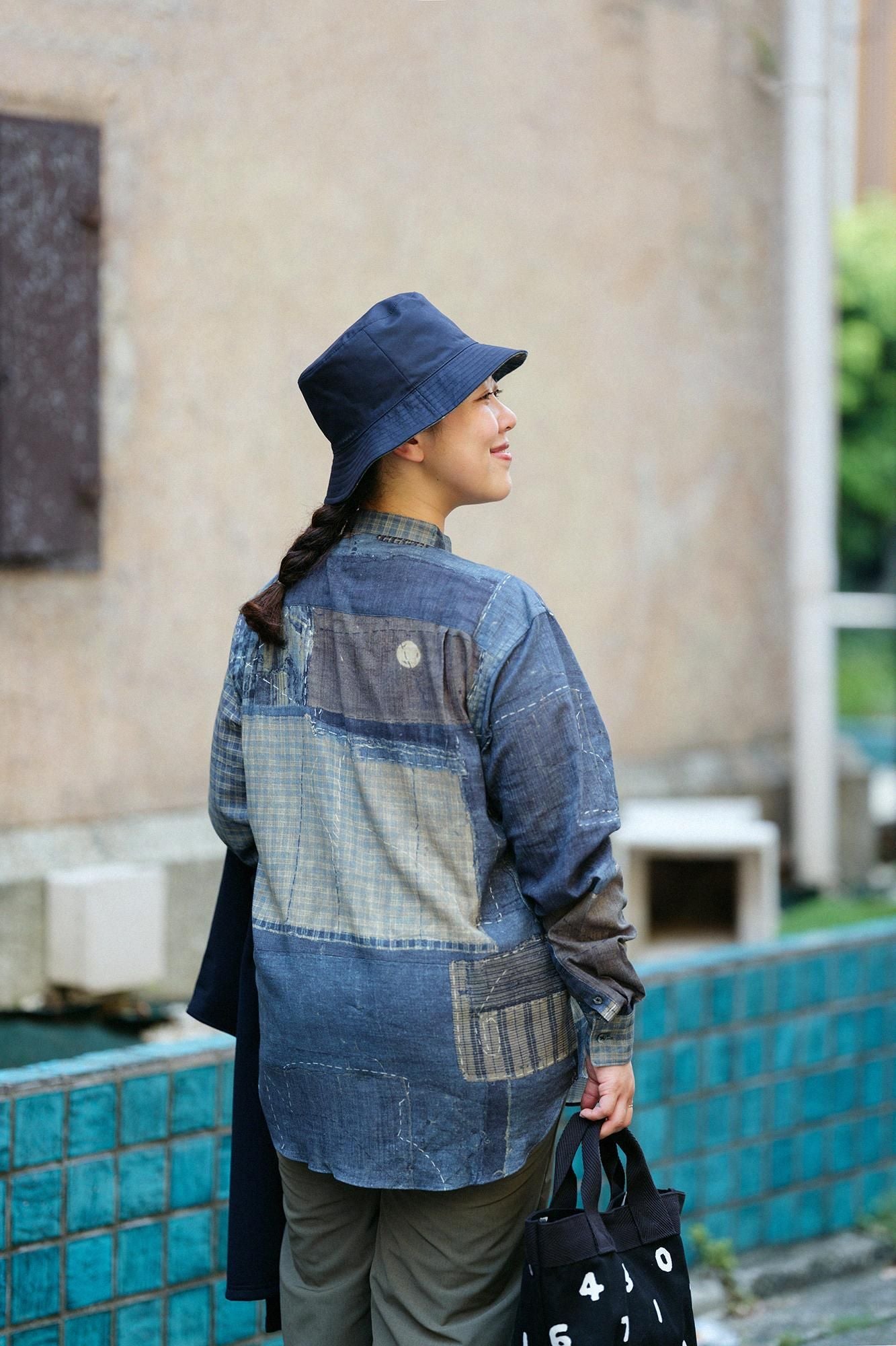 Chizimi Cotton 20/20 Stand Collar Long-sleeved Shirt/BORO Different J