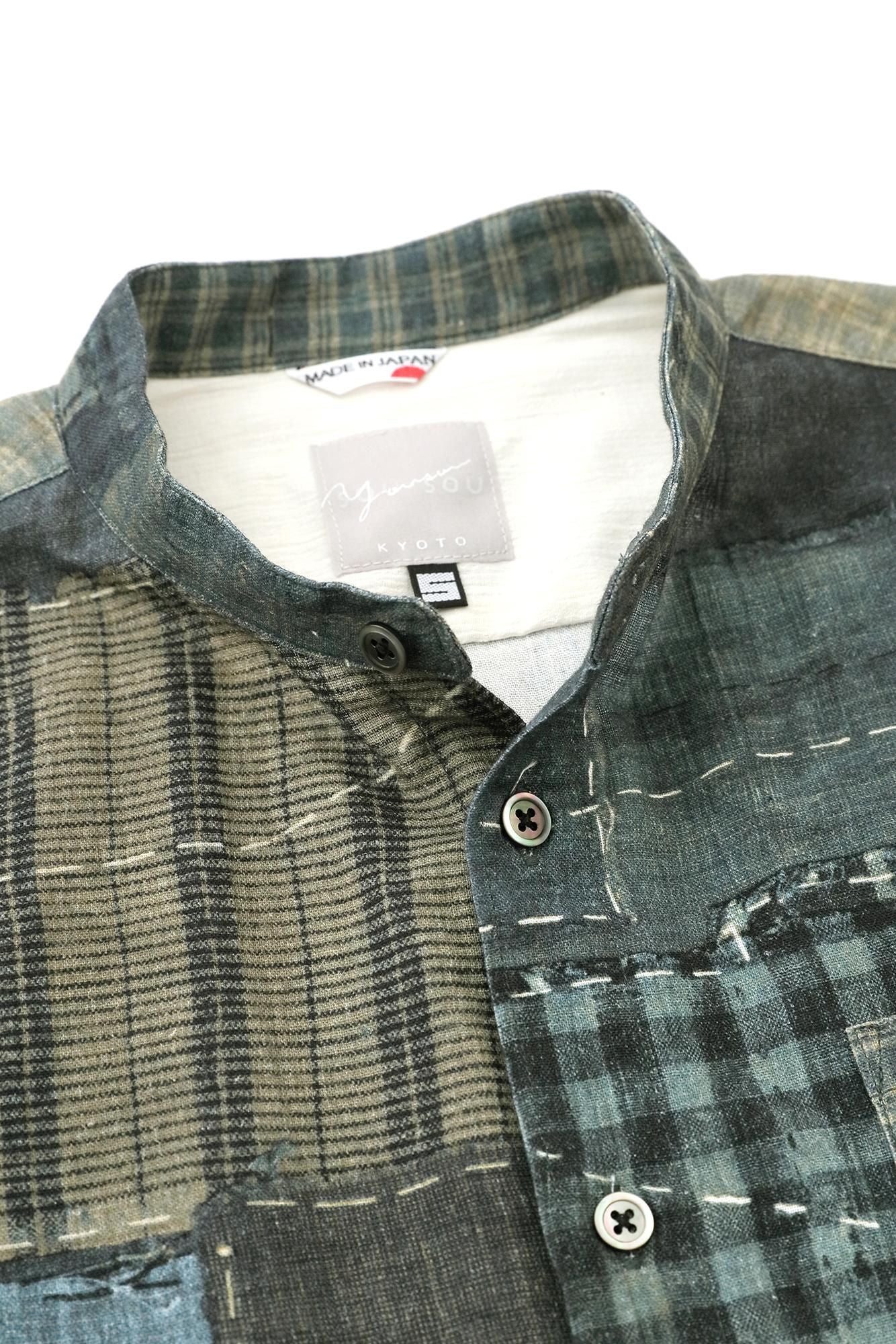 Chizimi Cotton 20/20 Stand Collar Long-sleeved Shirt/BORO Different J