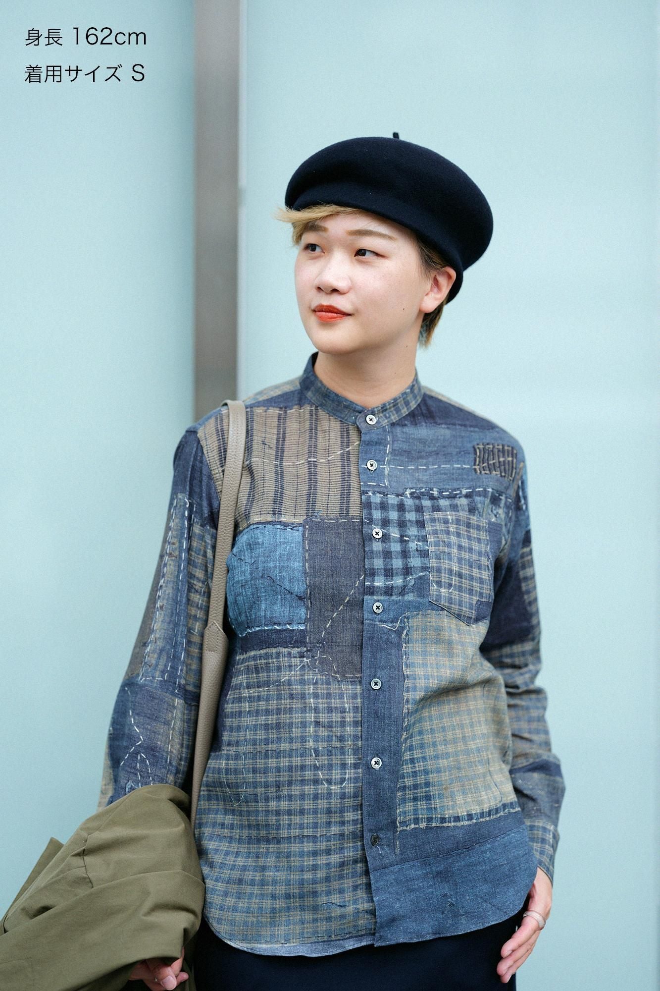 Chizimi Cotton 20/20 Stand Collar Long-sleeved Shirt/BORO Different J