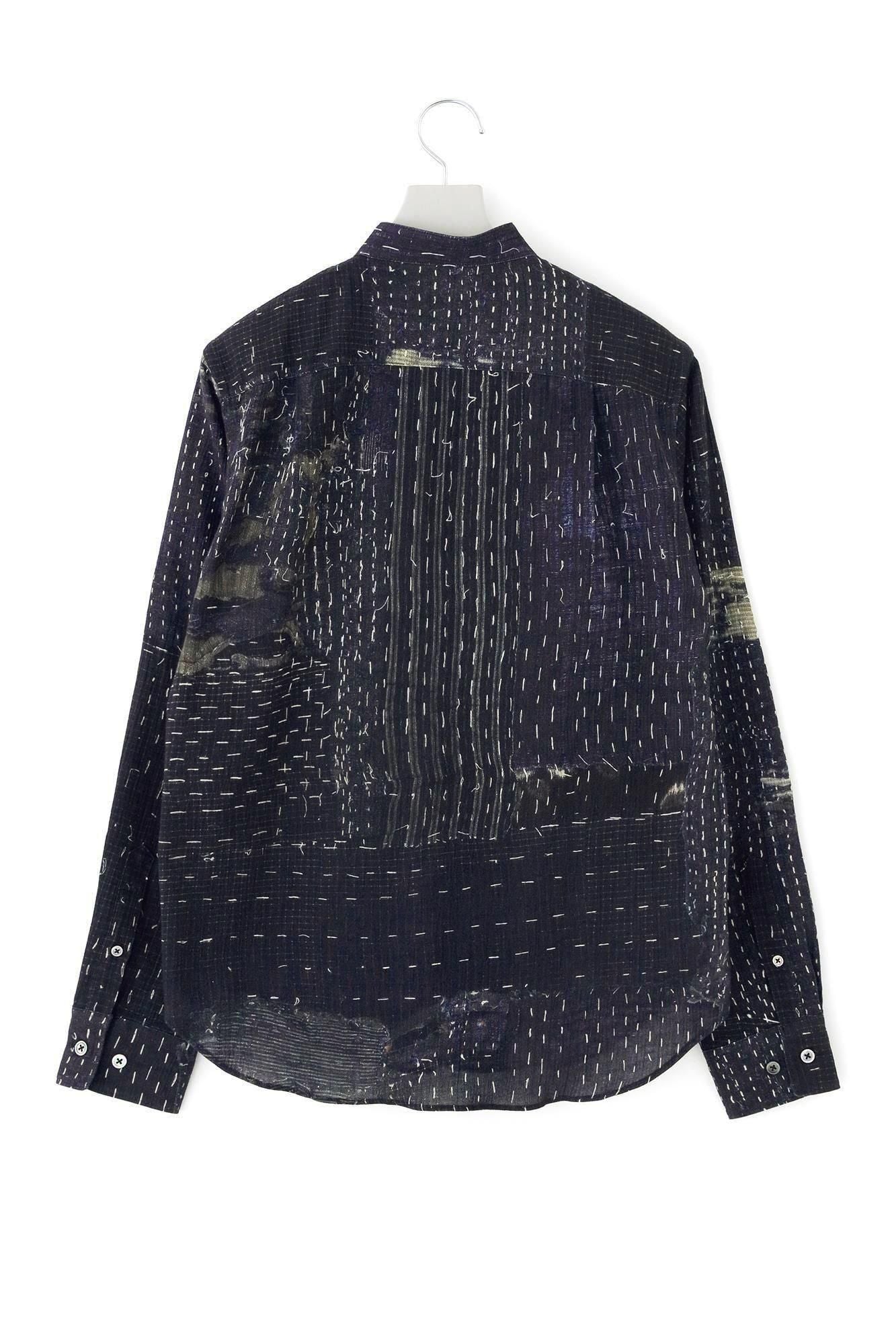 高島縮 20/20 スタンドカラーシャツ/BORO III IJ